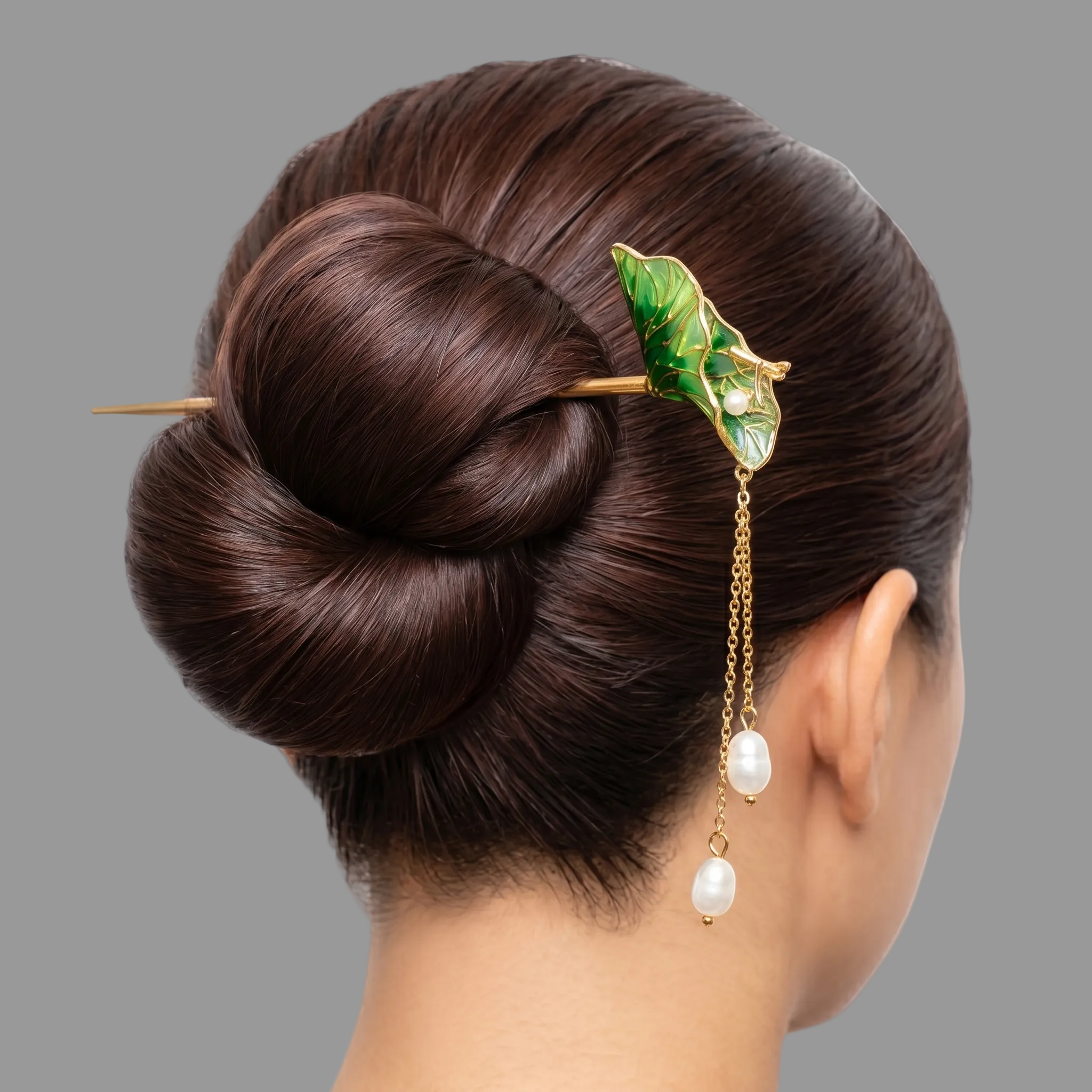 Emerald Lotus Pond | Handmade Wafu 14k gold plated Hairpin