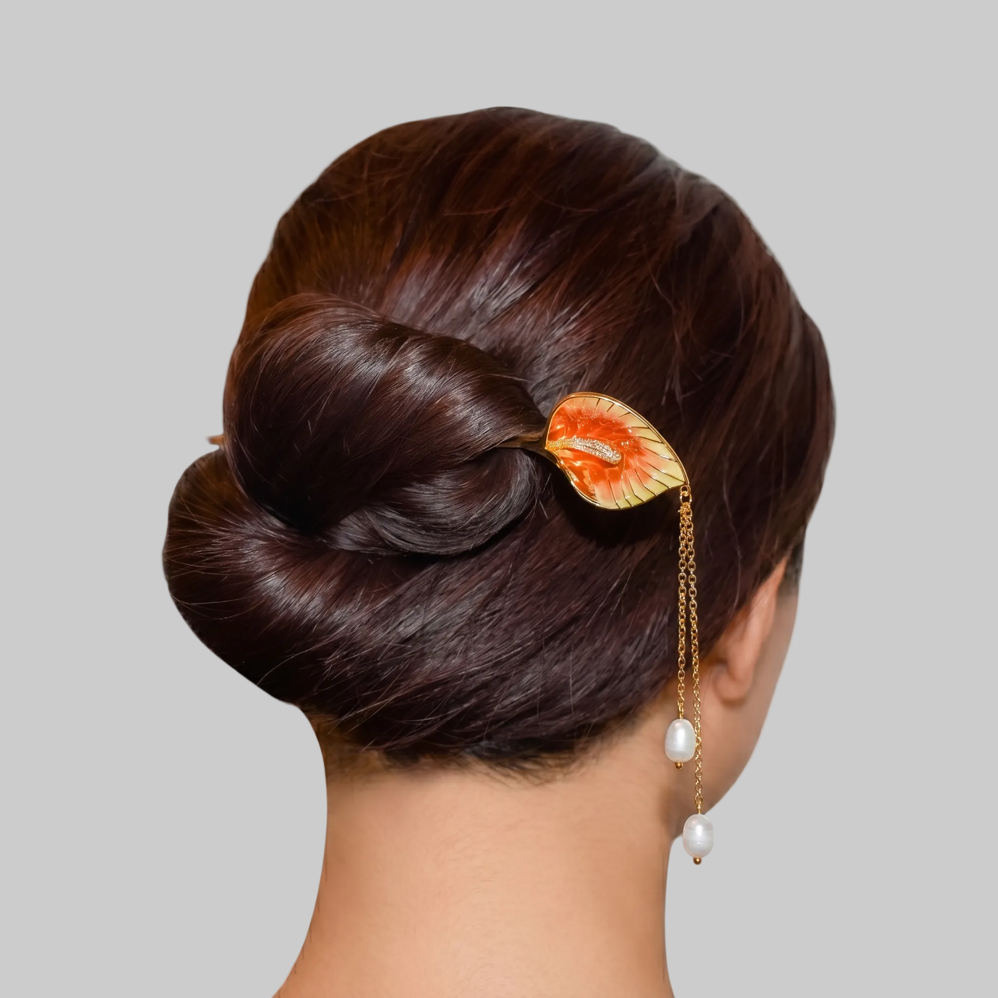 Peach Calla Lily | 14k Gold Plated Copper & Freshwater Pearl Hairpin