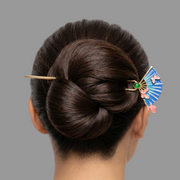 Azure Butterfly Fan | 15cm 14k Gold Plated Double-Prong Hair Fork