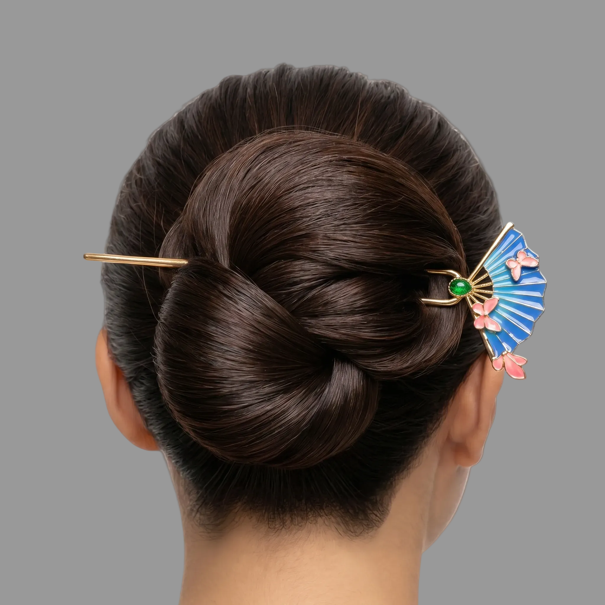 Azure Butterfly Fan | 15cm 14k Gold Plated Double-Prong Hair Fork