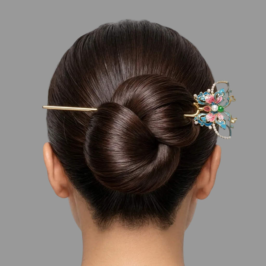 Ethereal Azure Butterfly | 16cm 14k Gold Plated Double-Prong Hair Fork