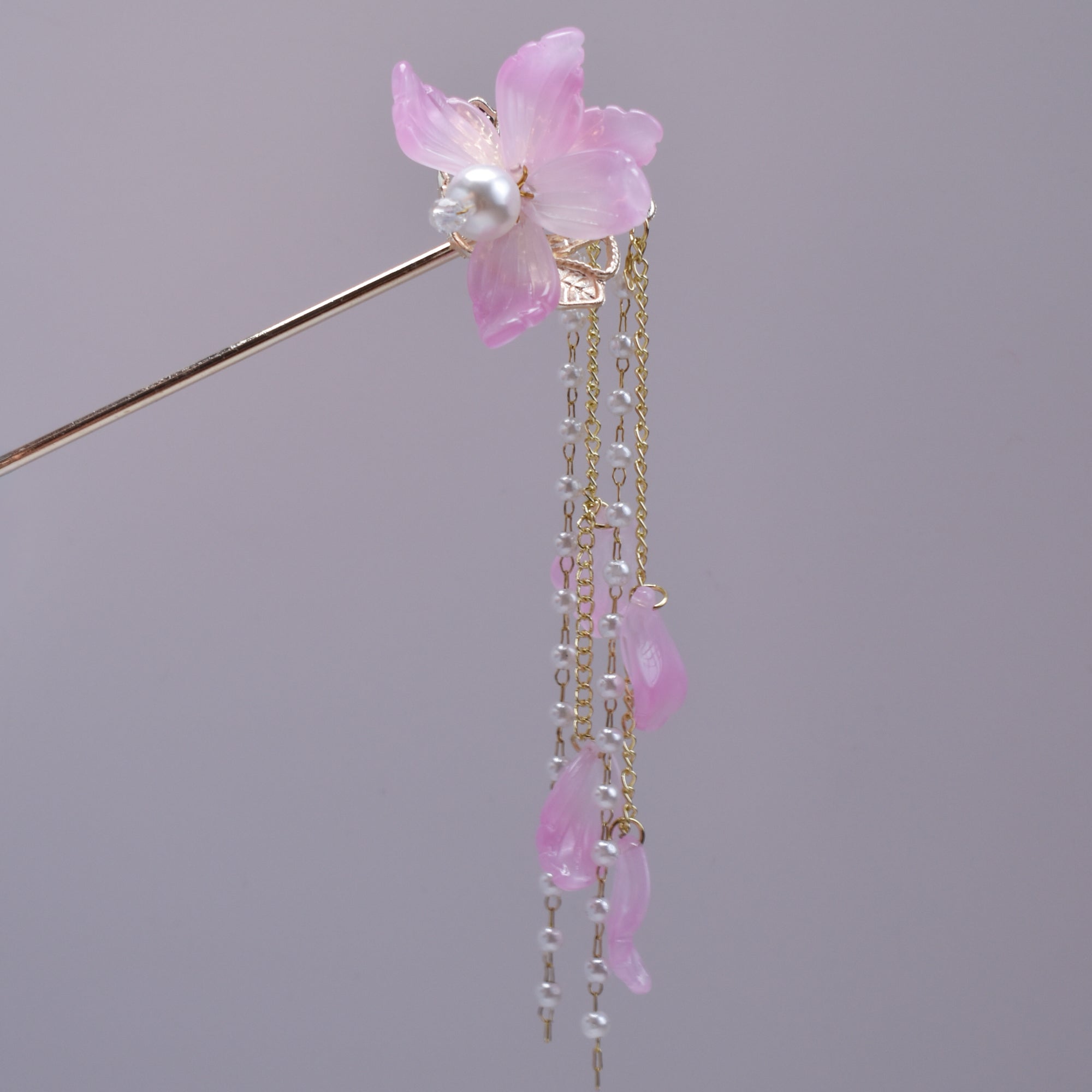 Pink Blossom Tassel Hairpin