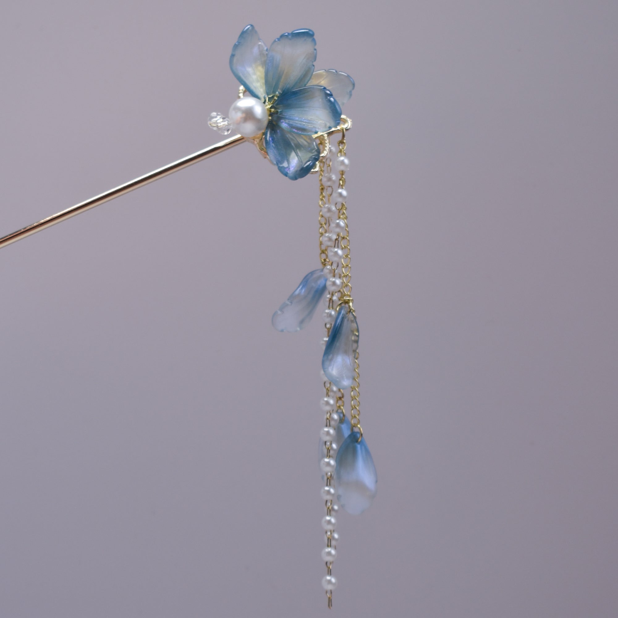 Blue Blossom Tassel Hairpin
