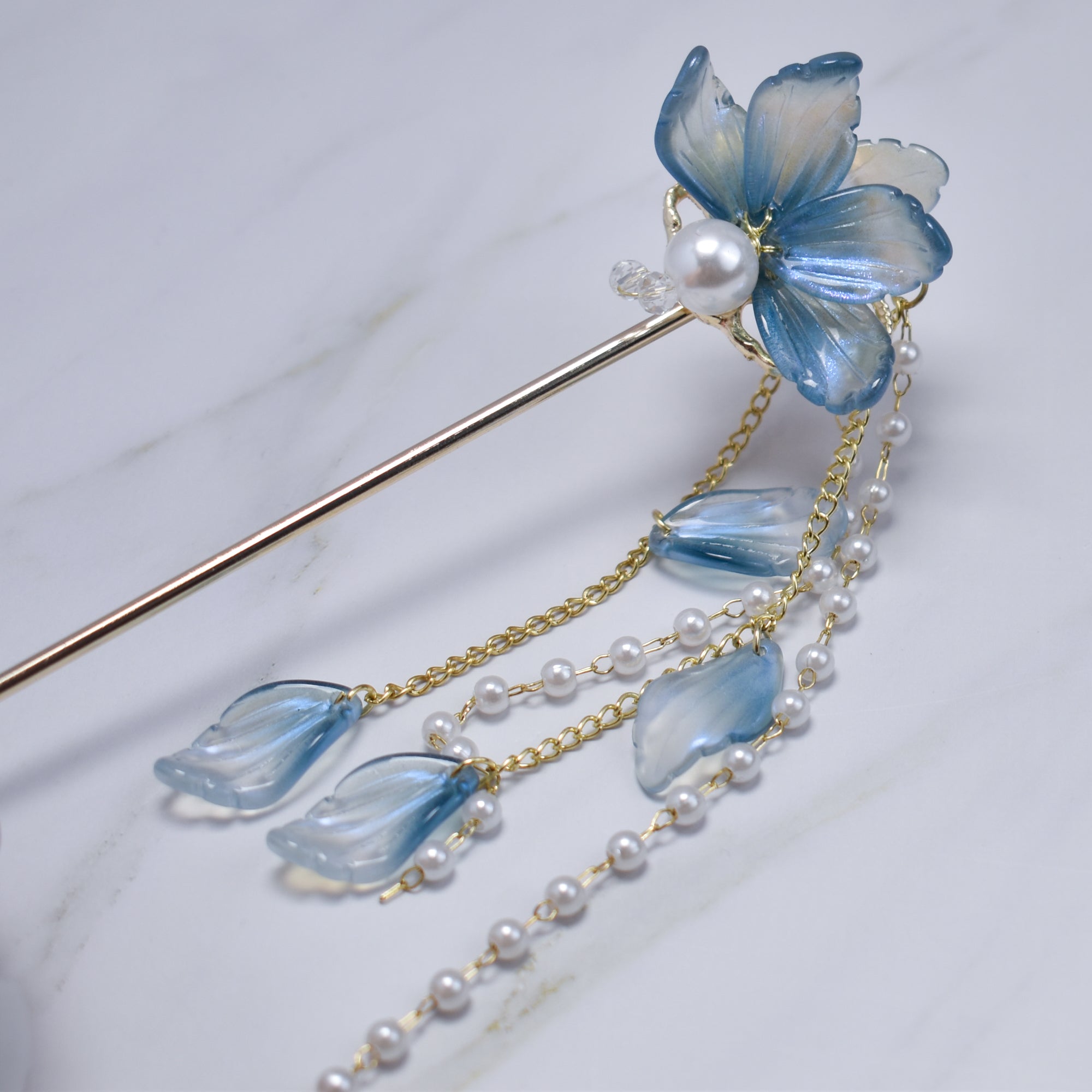 Blue Blossom Tassel Hairpin