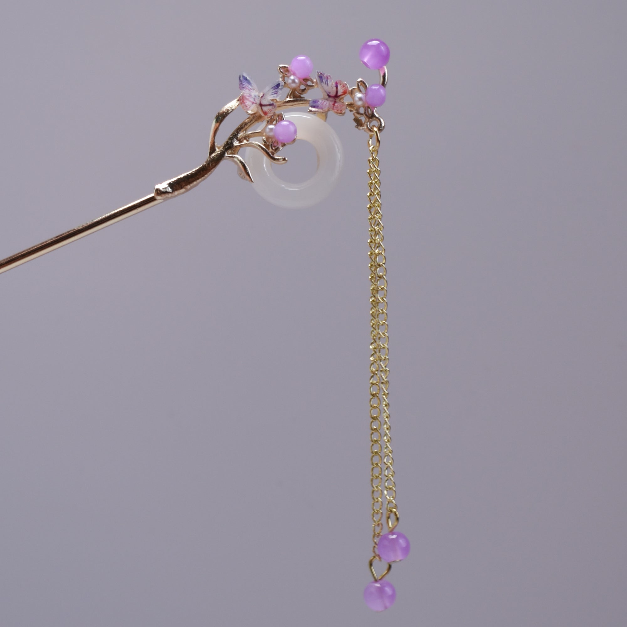 Butterfly Blossom Jade Ring Hairpin