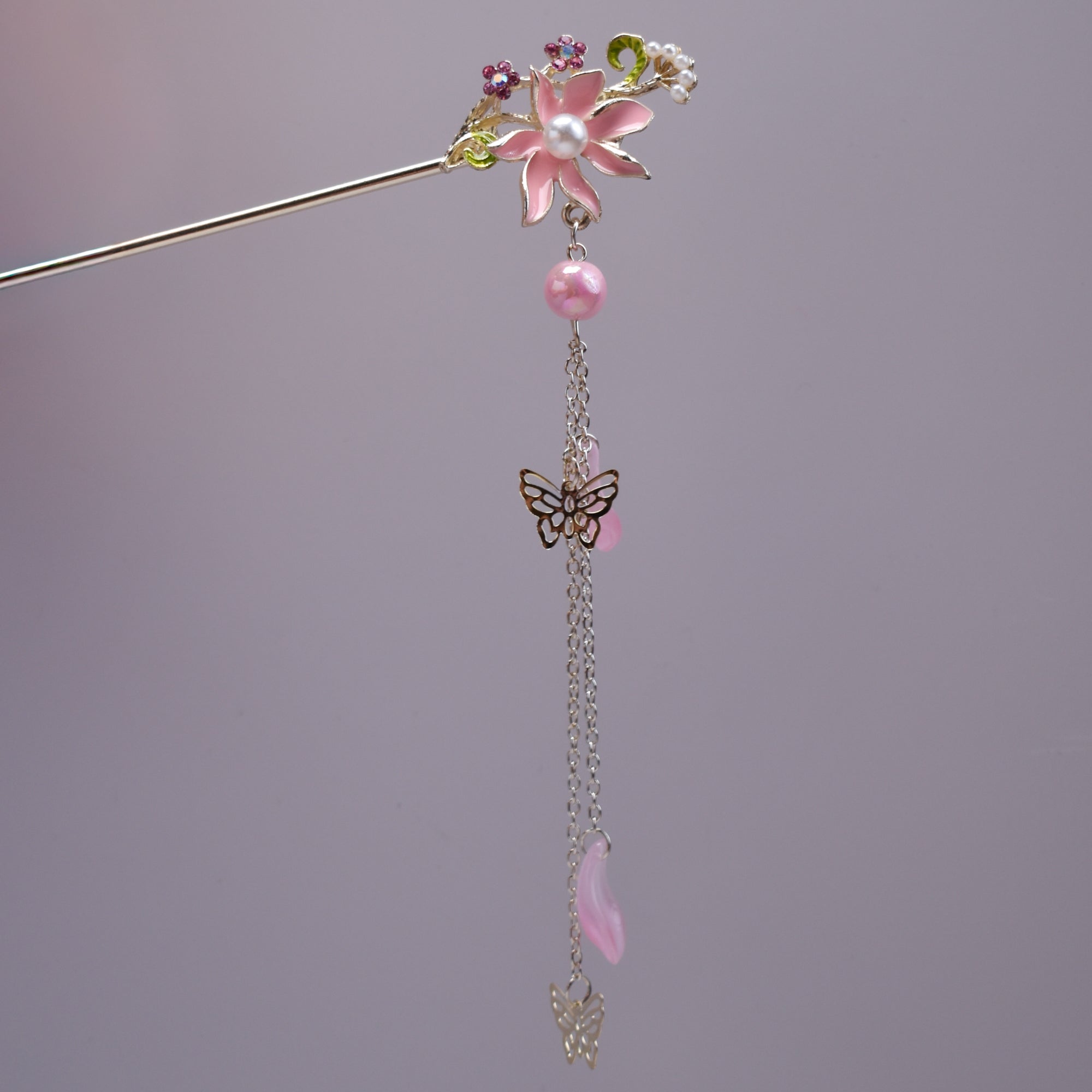 Lotus Blossom Butterfly Tassel Hairpin