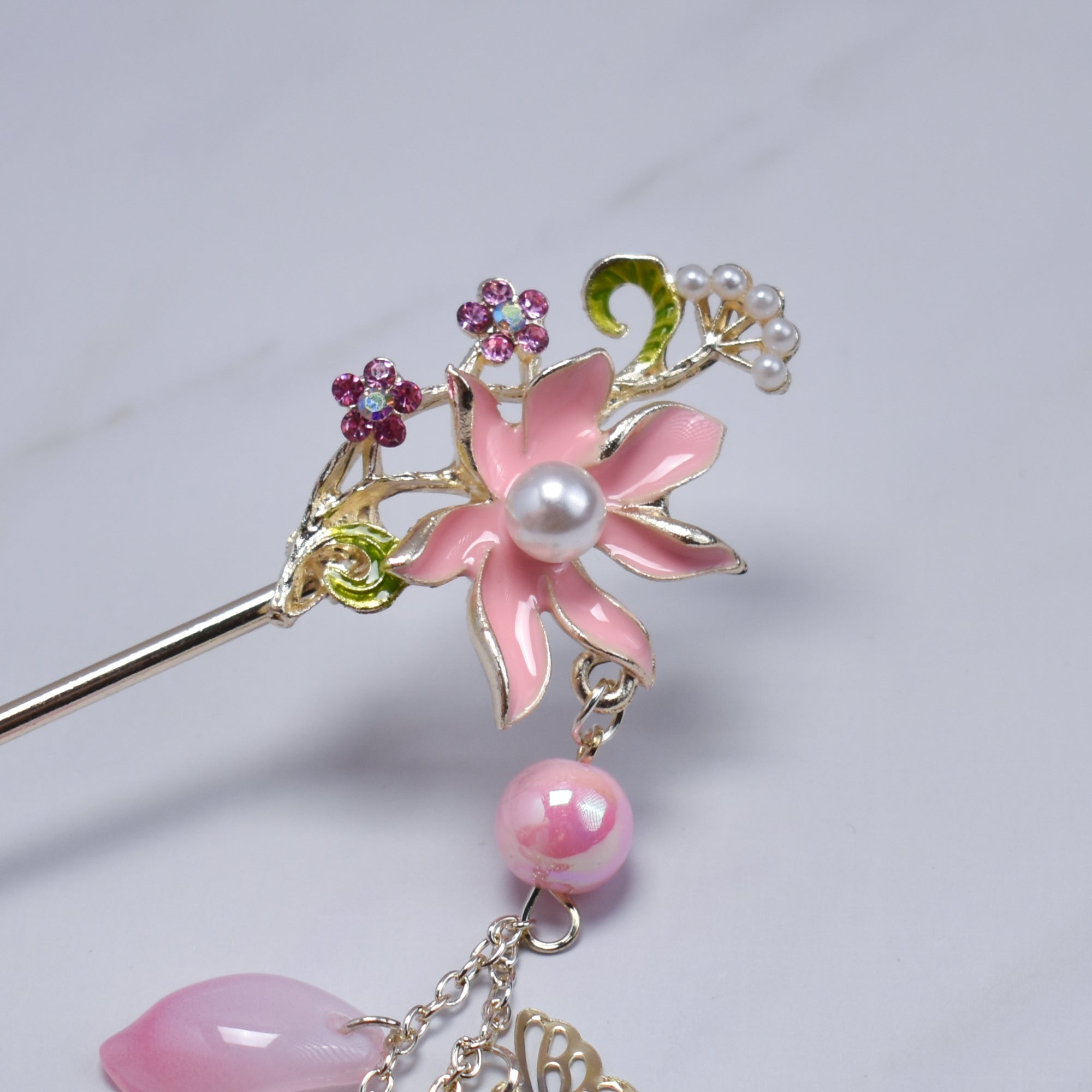 Lotus Blossom Butterfly Tassel Hairpin