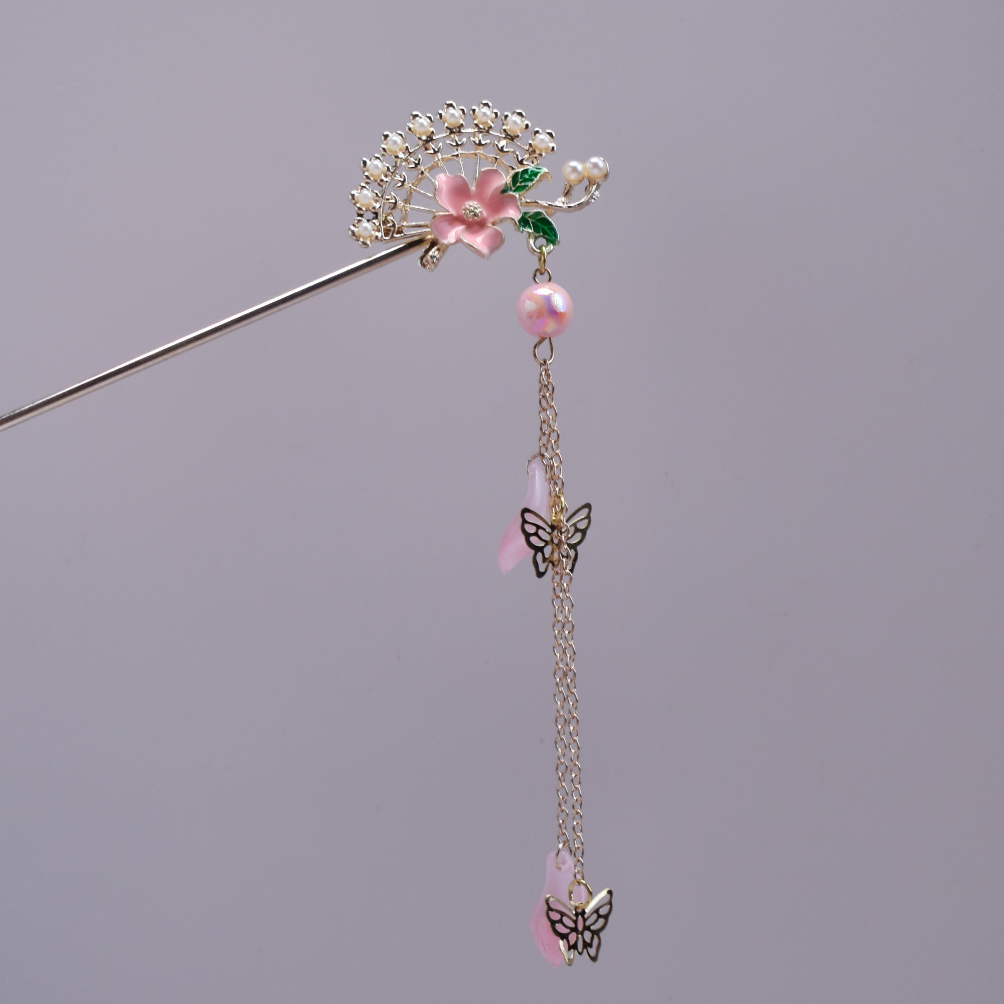 Blooming Fan Butterfly Tassel Hairpin