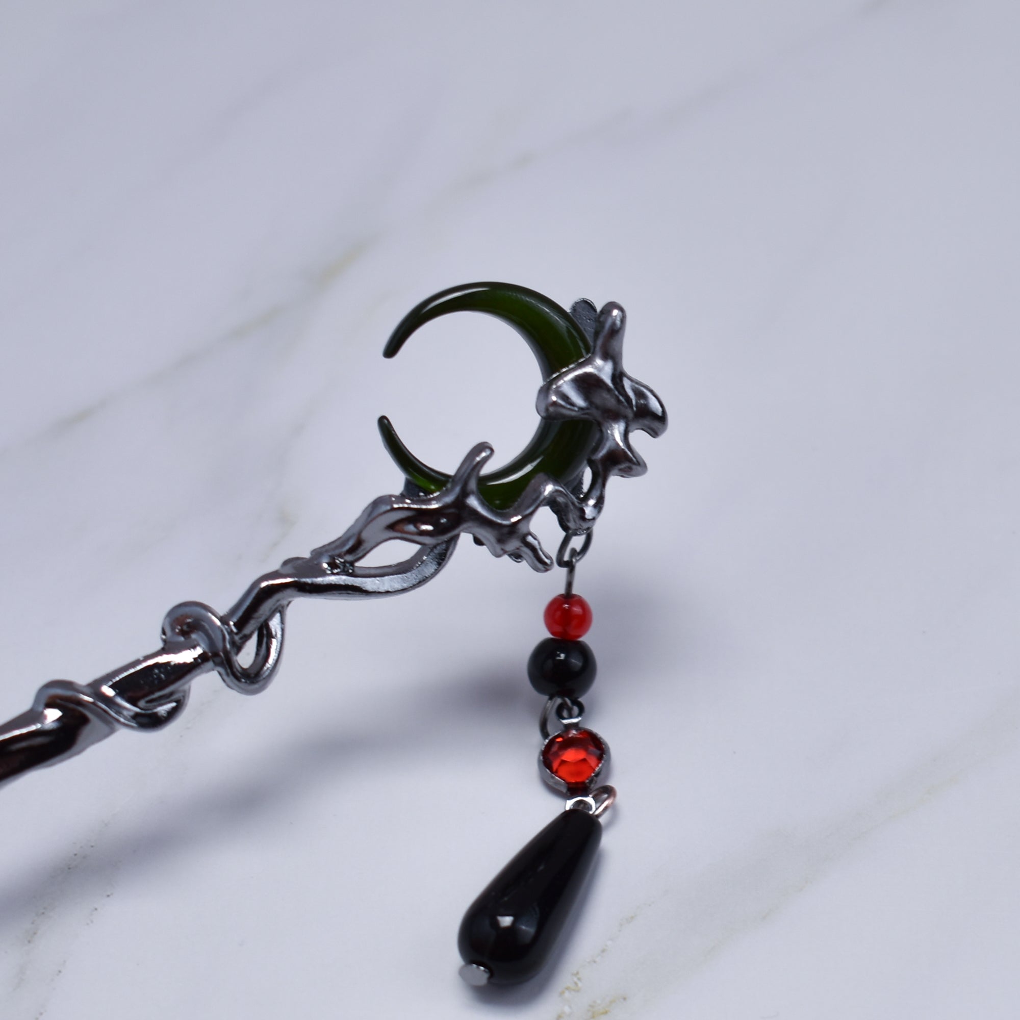 Crimson Eclipse Dragon Hairpin