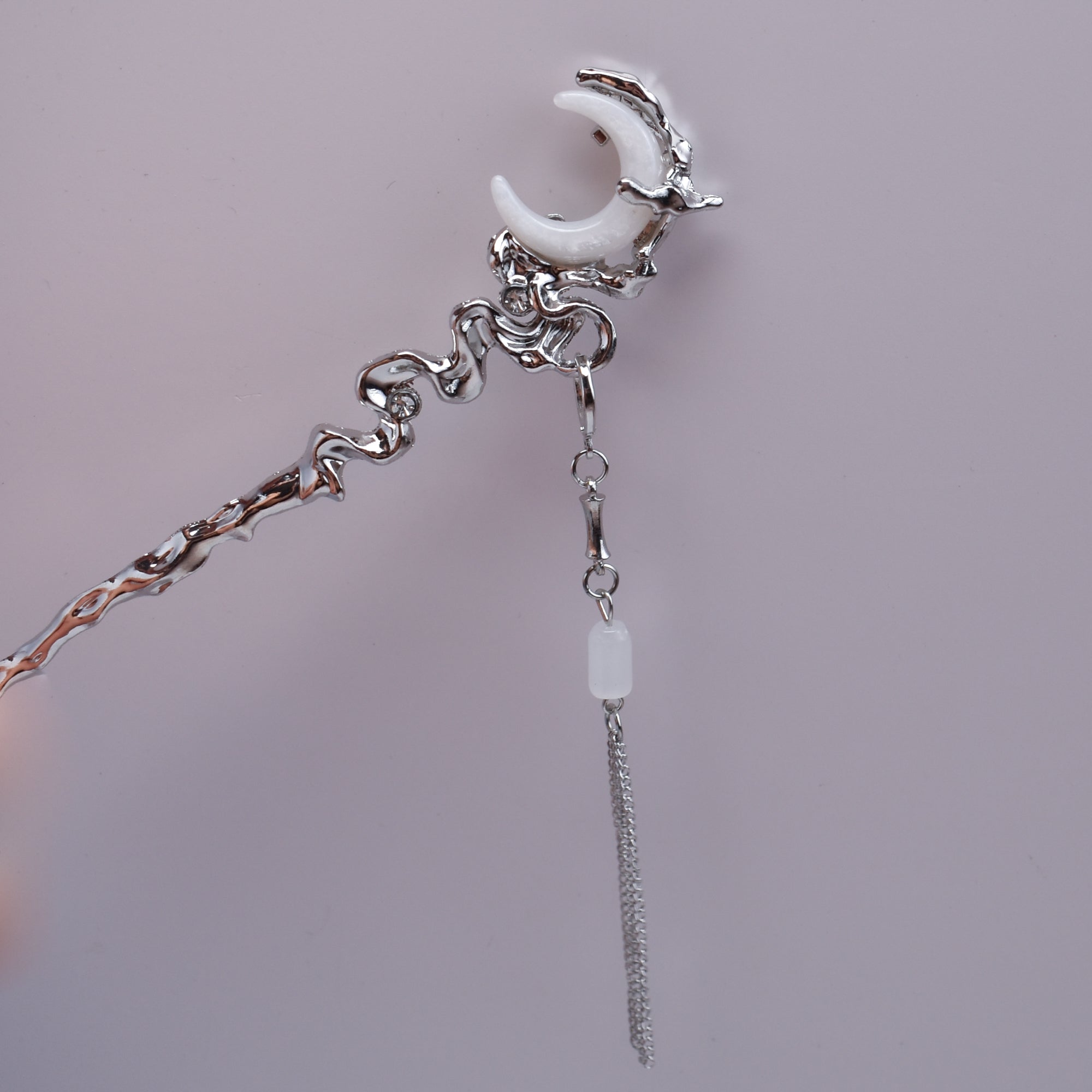 Lunar Frost Crescent Hairpin