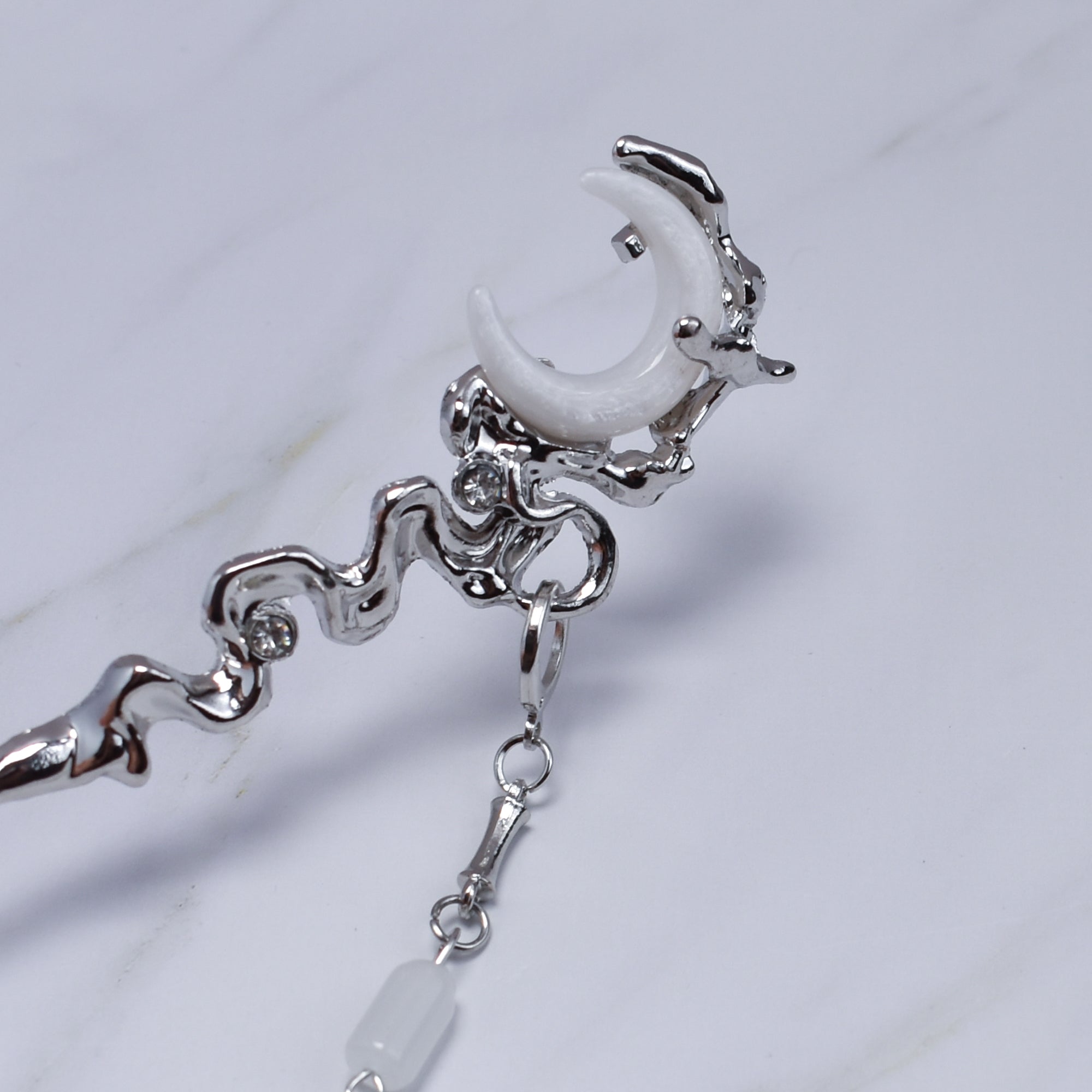 Lunar Frost Crescent Hairpin
