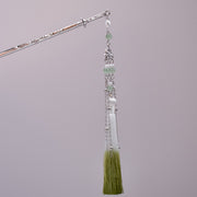 Jade Whisper Hairpin – Silver Filigree, Layered Chains & Ombre Green Tassel