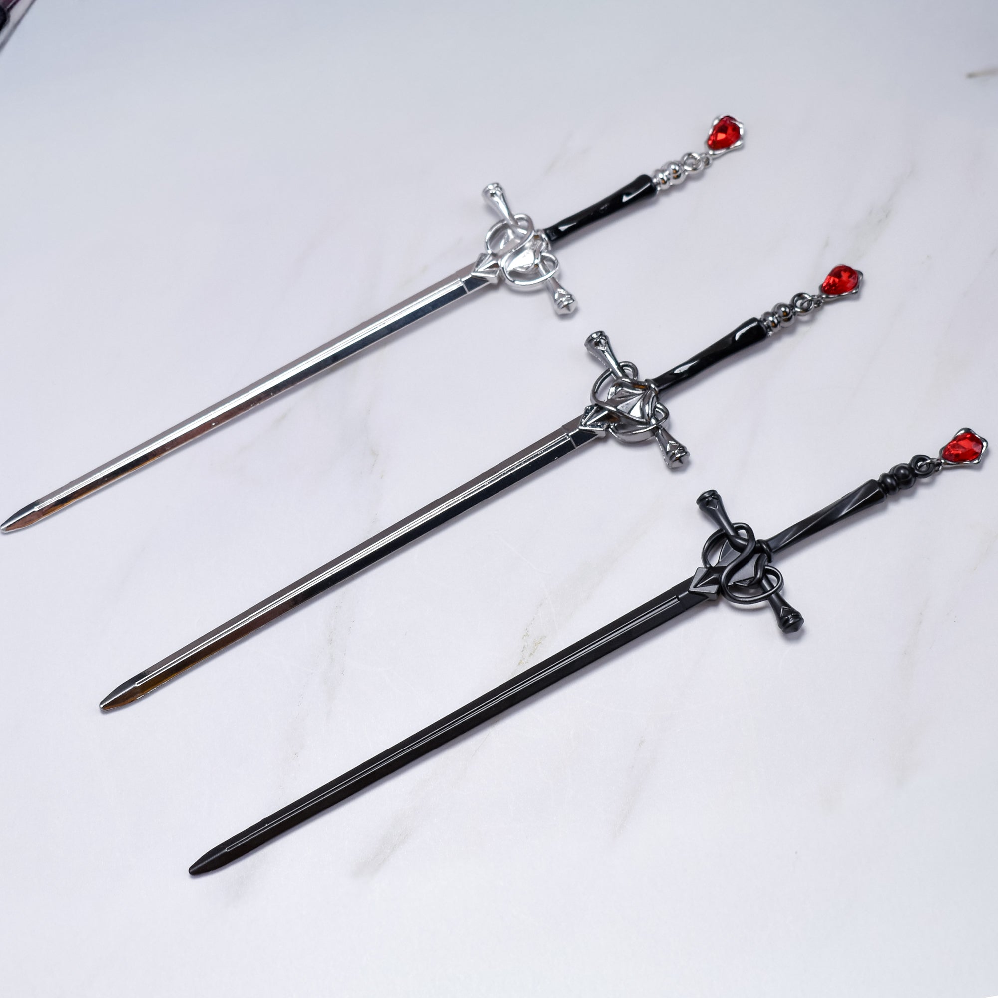 Enchanted Blade Hairpin – Trio of Finishes (Silver • Gunmetal • Black)