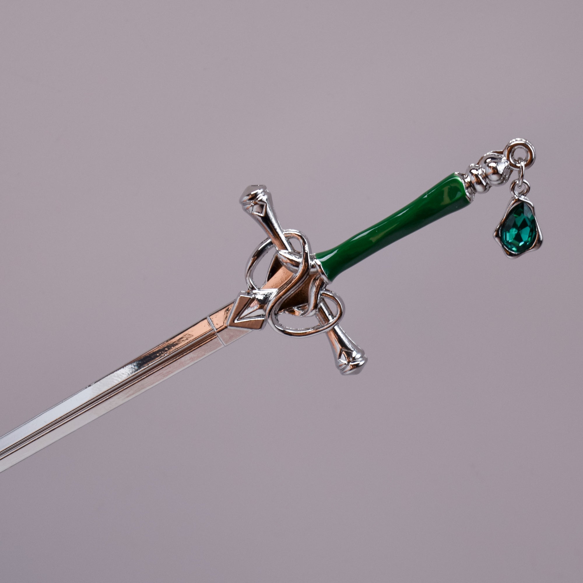 Crystal Heart Sword Hairpin – Blue & Green Enamel Variants