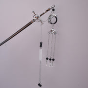 Midnight Rose Sword Hairpin – Silver Blade with Black Accents & Layered Chains