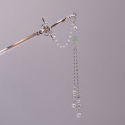 Moonlit Pearl Sword Hairpin – Silver Blade with Pearls & Jade Blossom Accent