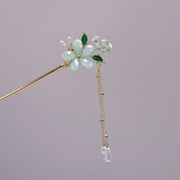 Blossom Dew Hairpin – Four Color Variants (Green • Pink • Ivory • Multicolor) Bling Empire