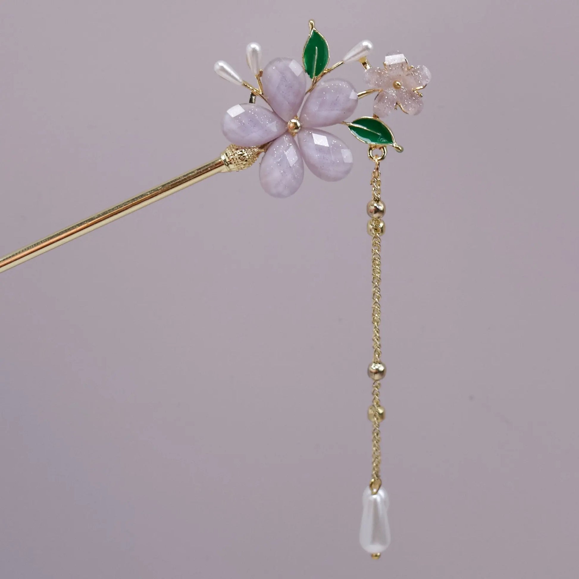Blossom Dew Hairpin – Four Color Variants (Green • Pink • Ivory • Multicolor) Bling Empire