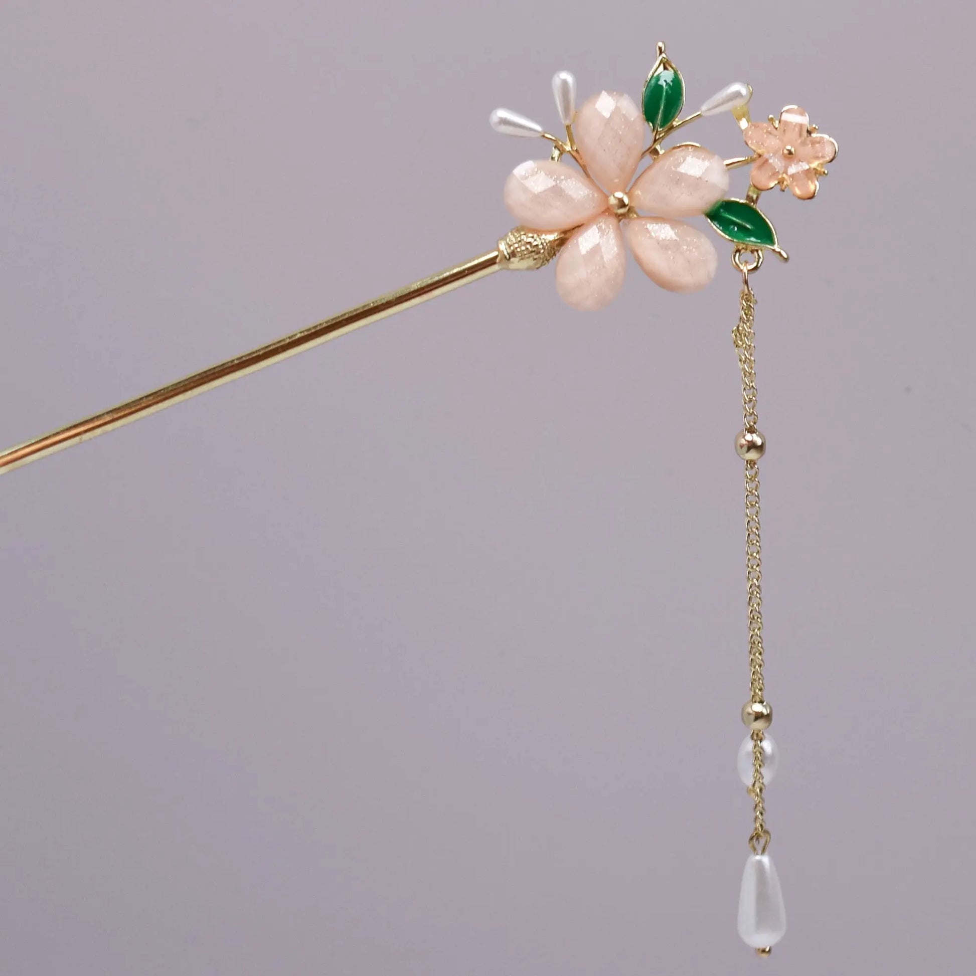 Blossom Dew Hairpin – Four Color Variants (Green • Pink • Ivory • Multicolor) Bling Empire