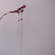 Crystal Vine Cascade Hairpin – Three Color Variants (Red Garnet • Midnight Amethyst • Golden Citrine)