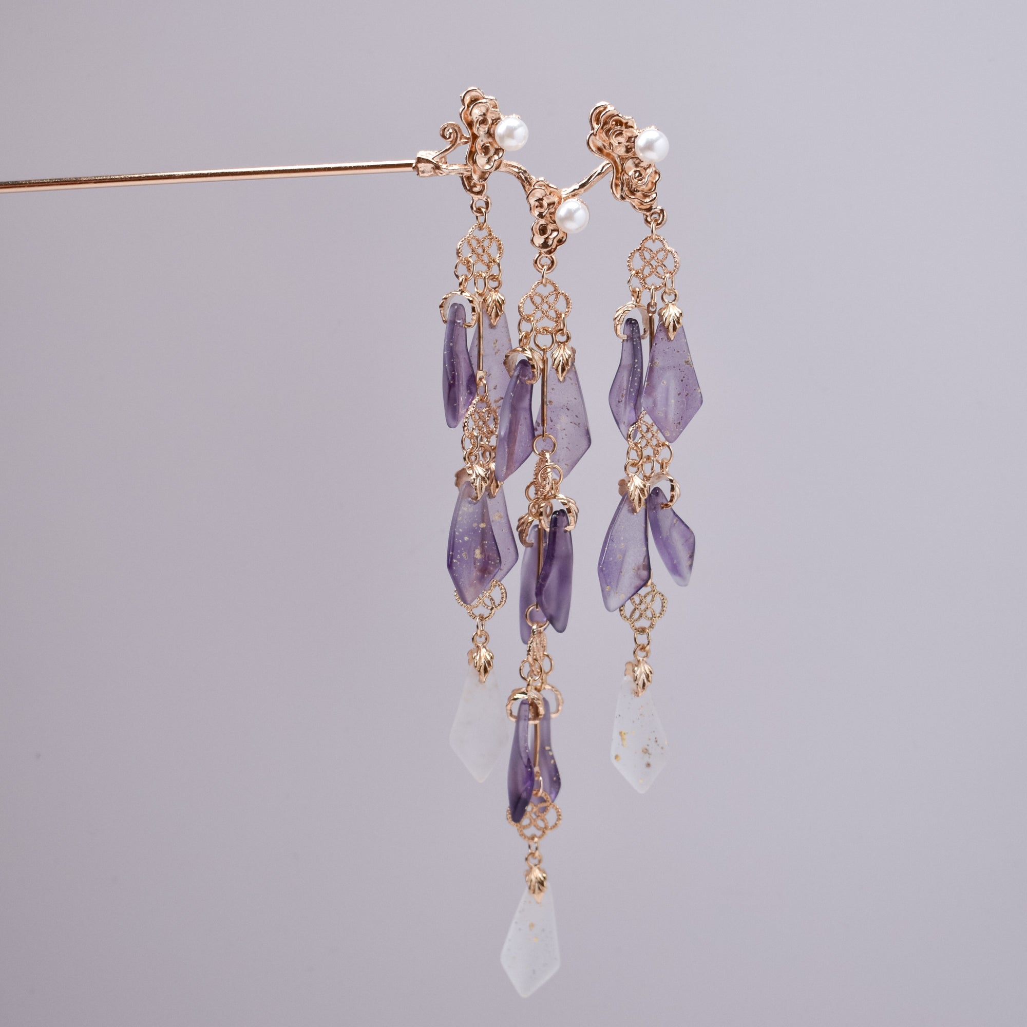 Cascading Gemstone Waterfall Hairpin – 3 Colors