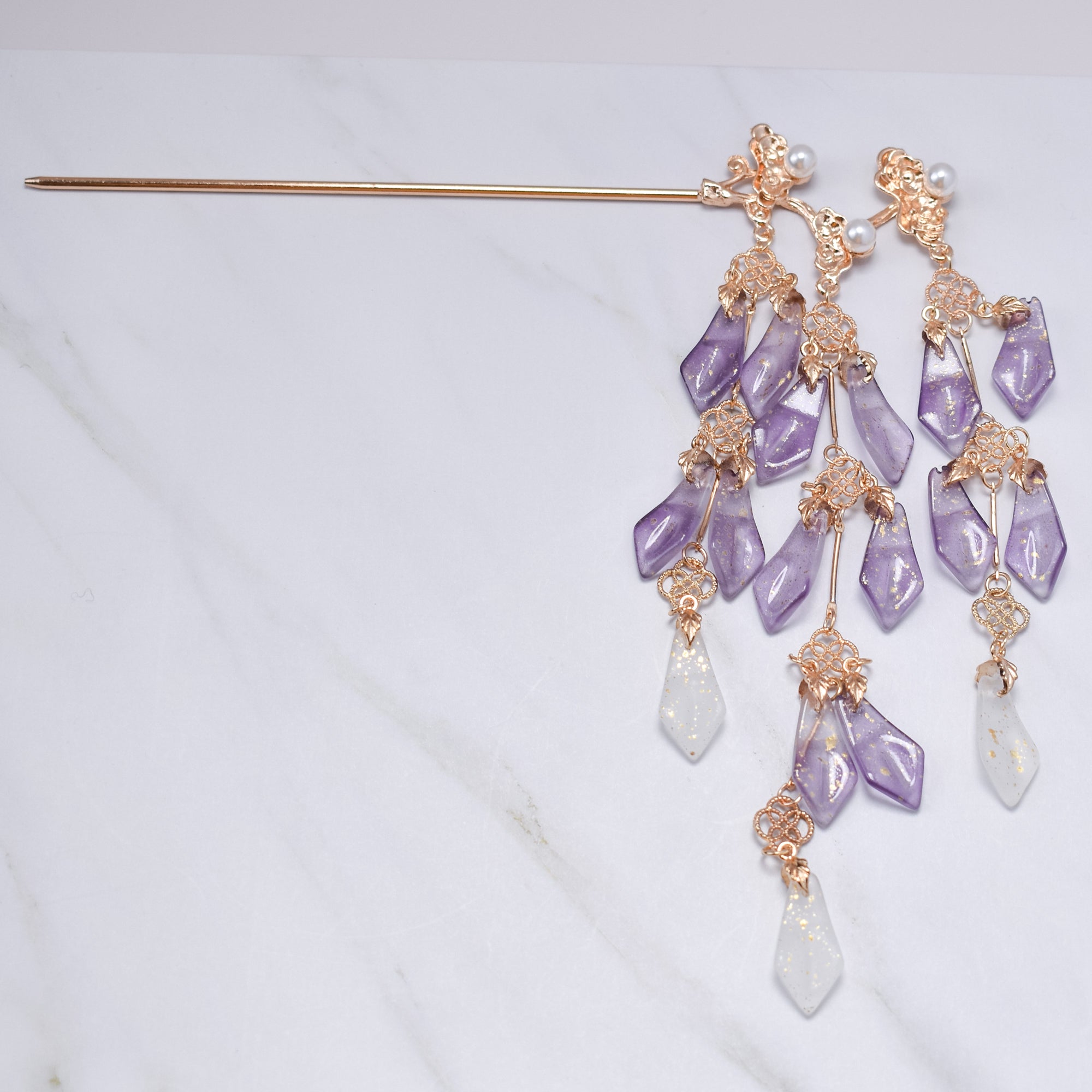 Cascading Gemstone Waterfall Hairpin – 3 Colors