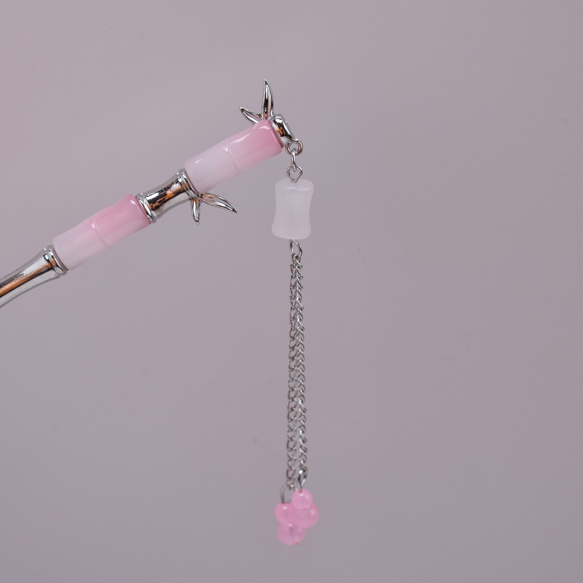 Crystal Bamboo Hairpin – Three Color Variants (Aqua • Pink • Lavender)