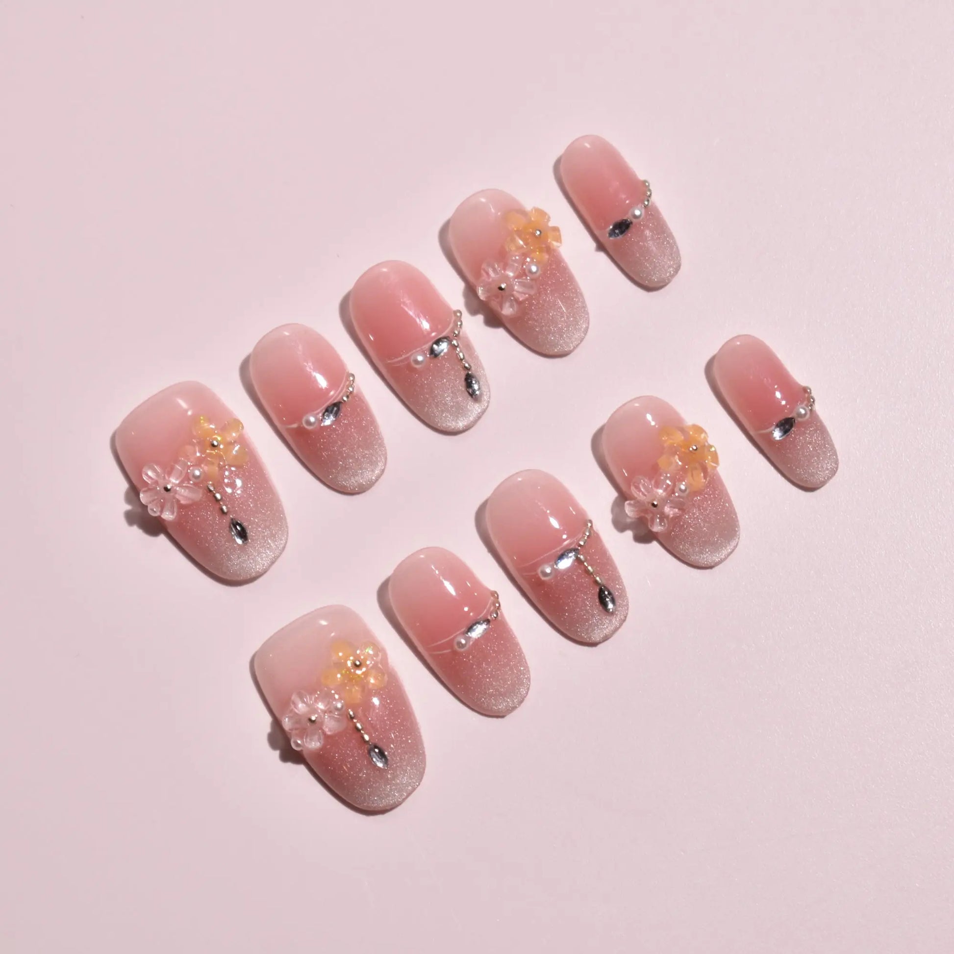 Sakura Dewdrop Dream | 3D Floral Cat-Eye Japanese Nail Art Bling Empire