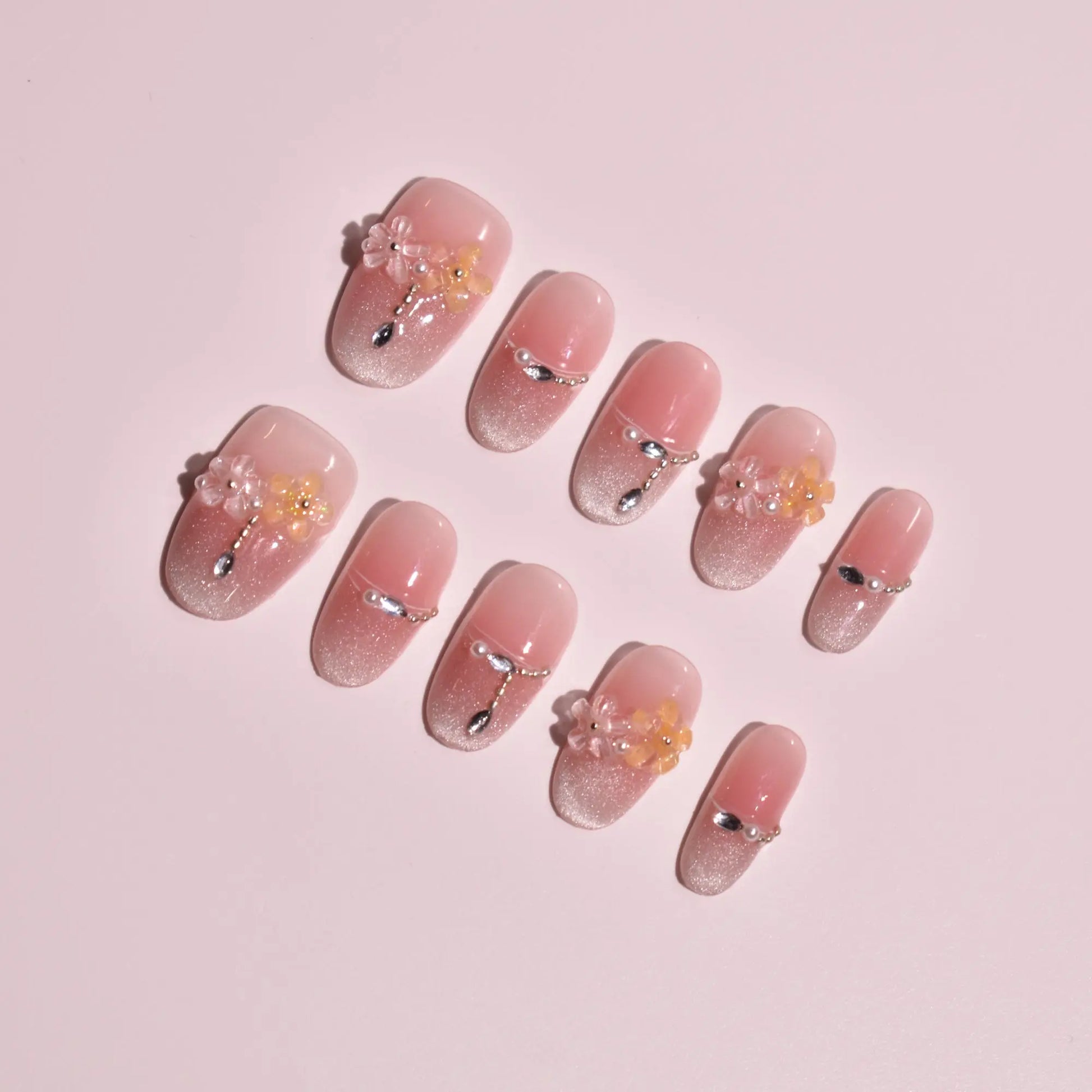 Sakura Dewdrop Dream | 3D Floral Cat-Eye Japanese Nail Art Bling Empire