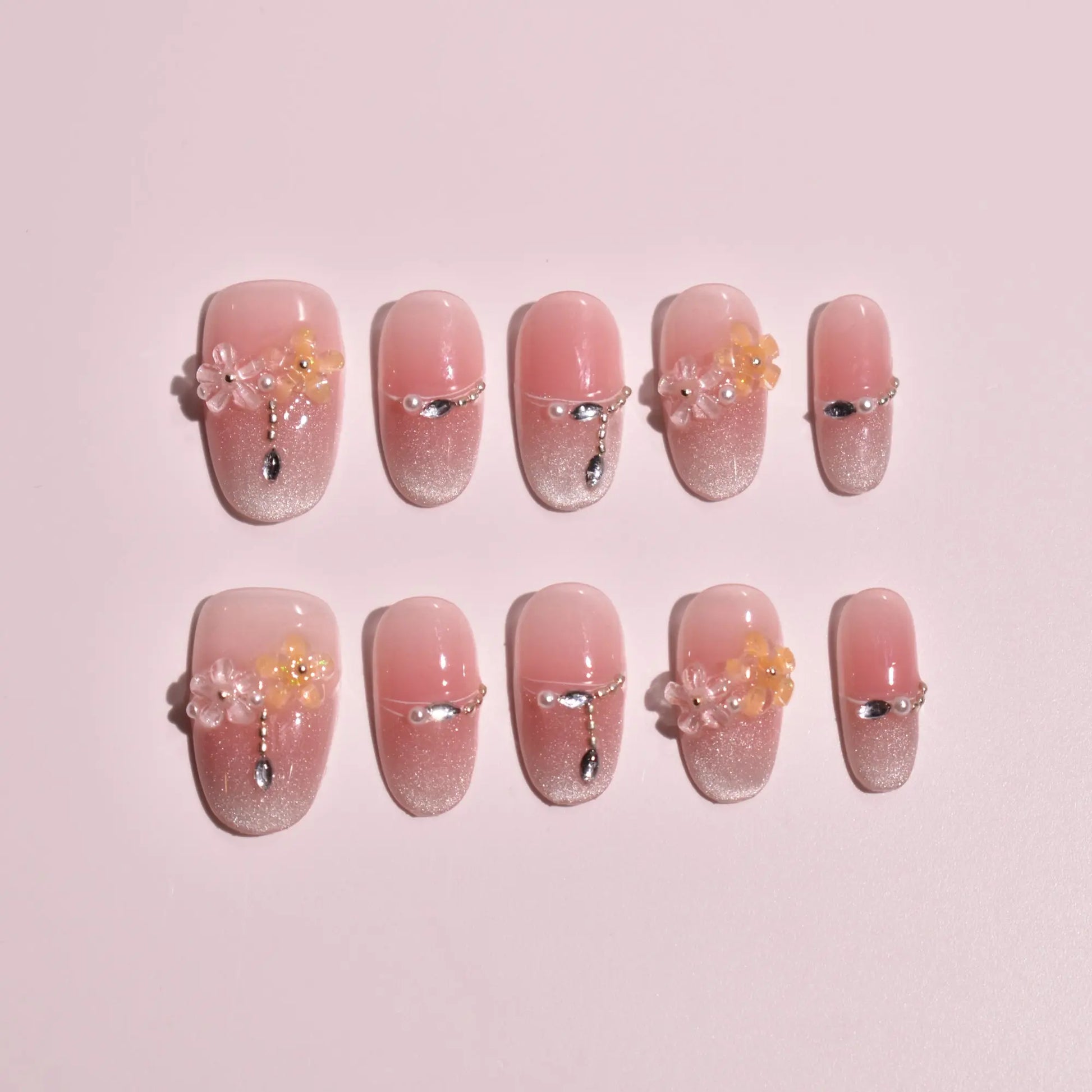 Sakura Dewdrop Dream | 3D Floral Cat-Eye Japanese Nail Art Bling Empire