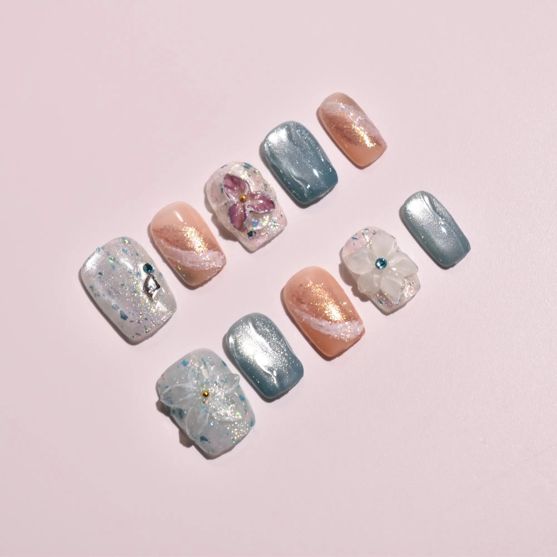 Celestial Blossom & Moonlight Mist Press-On Nails Bling Empire
