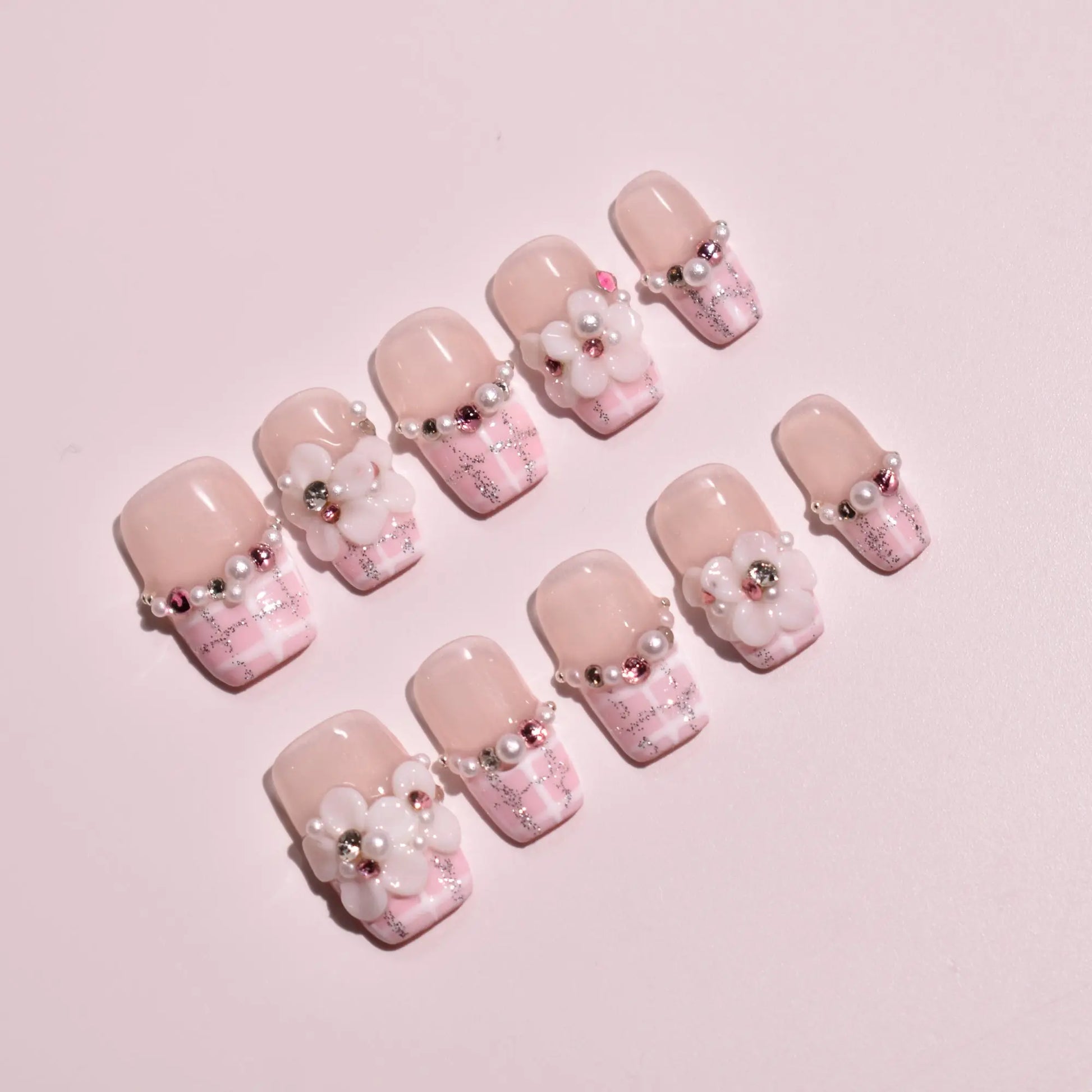 Rosewood Tweed & Pearl Orchard Press-On Nails Bling Empire