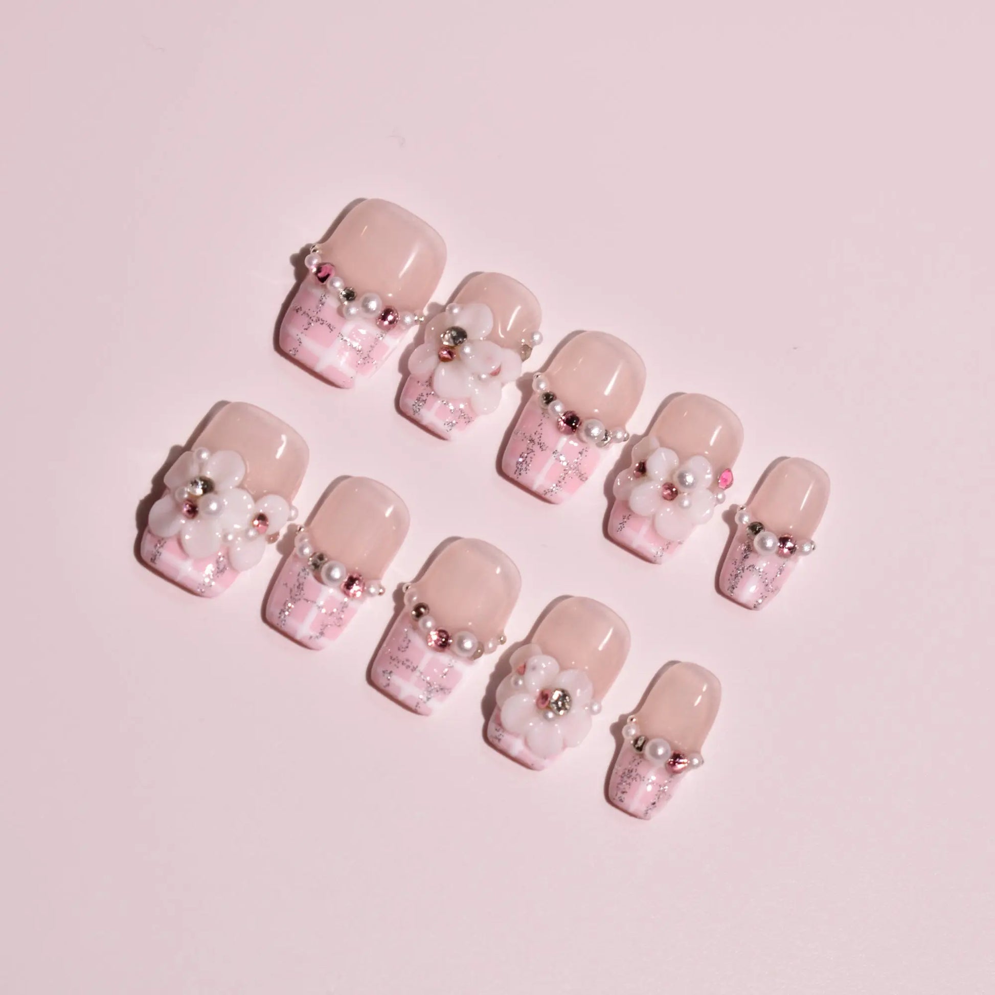 Rosewood Tweed & Pearl Orchard Press-On Nails Bling Empire