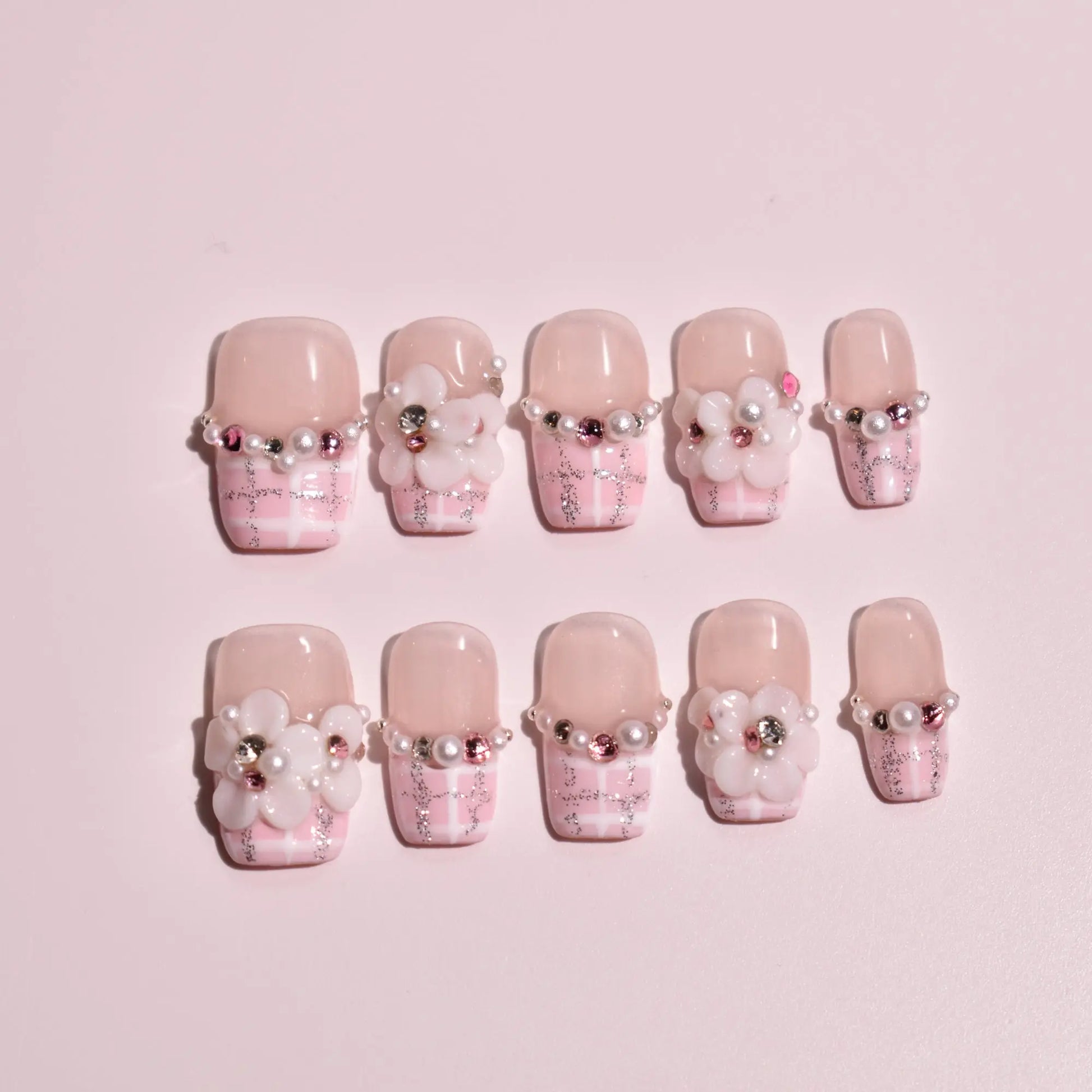 Rosewood Tweed & Pearl Orchard Press-On Nails Bling Empire