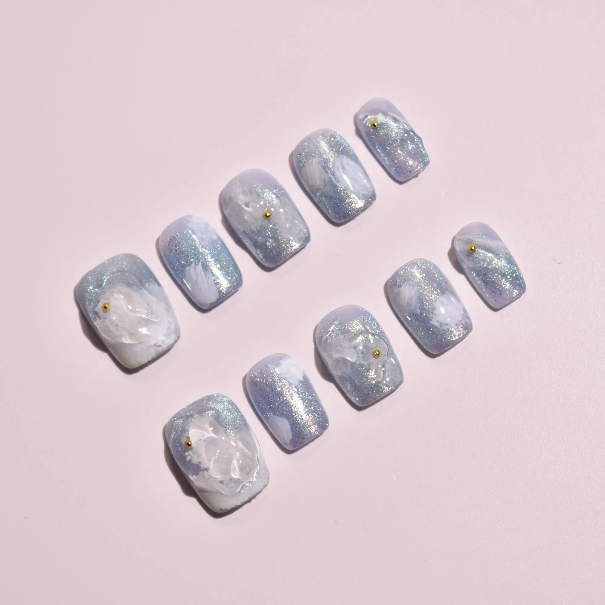 Etherial Frost & Indigo Drift Press-On Nails