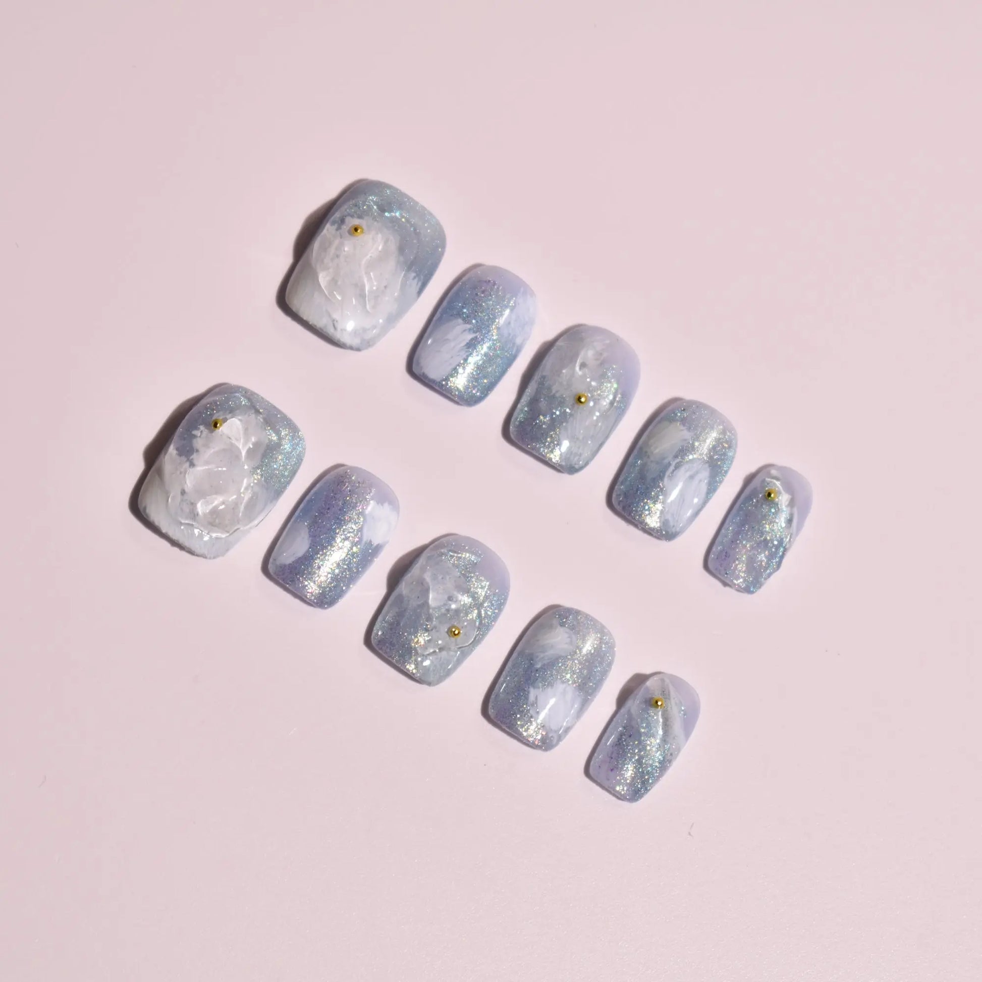 Etherial Frost & Indigo Drift Press-On Nails Bling Empire