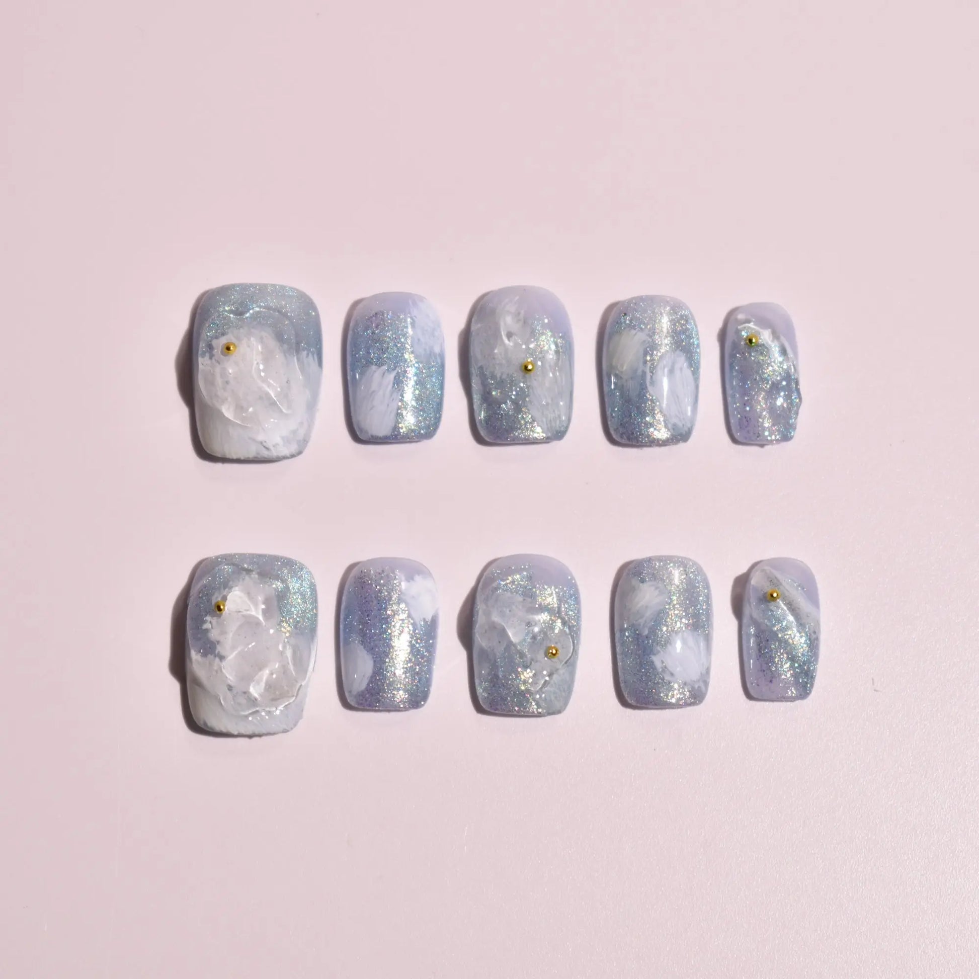 Etherial Frost & Indigo Drift Press-On Nails Bling Empire