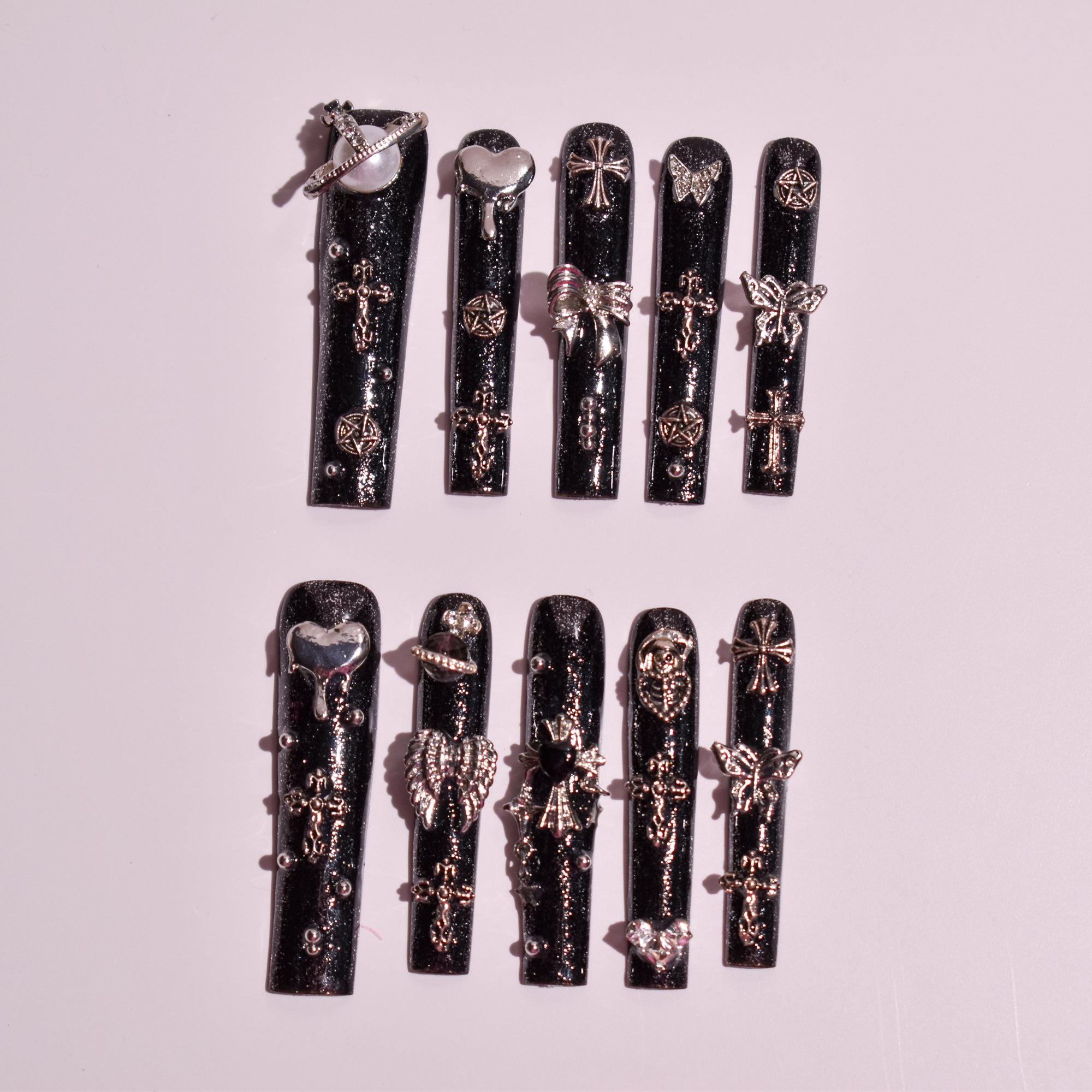 Gothic Black Coffin Press-On Nails