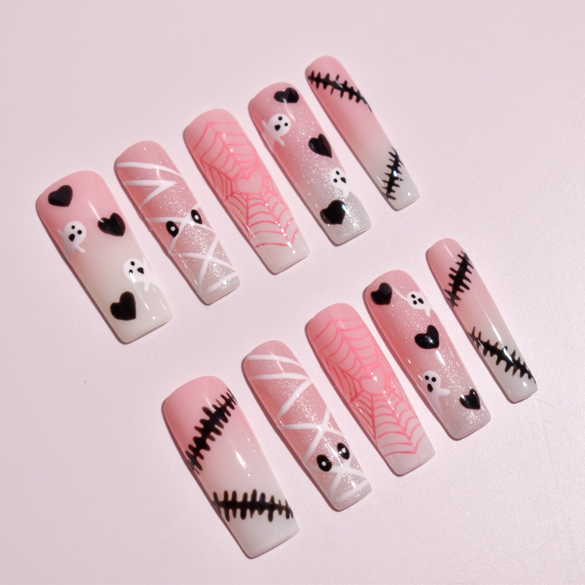 Pink Phantom Sweetheart | Spooky Cute Pink Coffin Press-On Nails