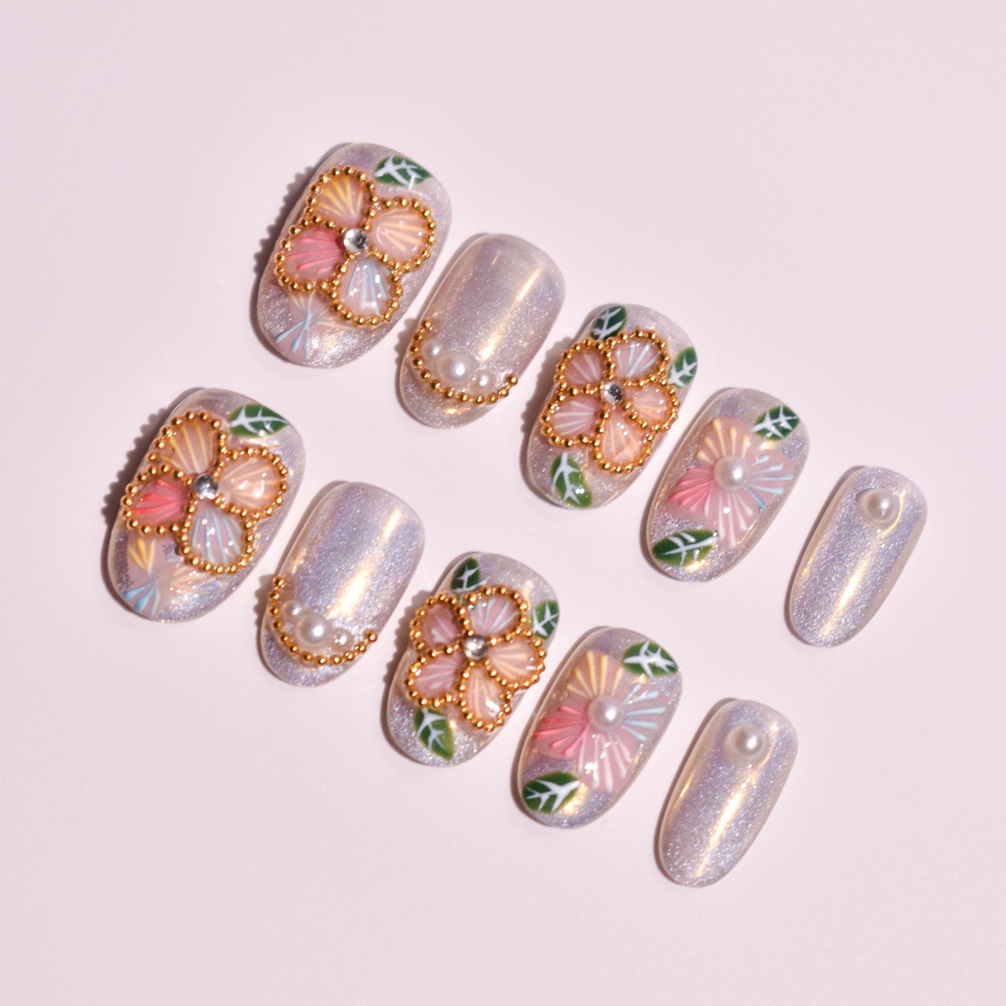 Hakuchō no Hikarai | Handmade Press-on Nails | Custom Japanese Nail Art