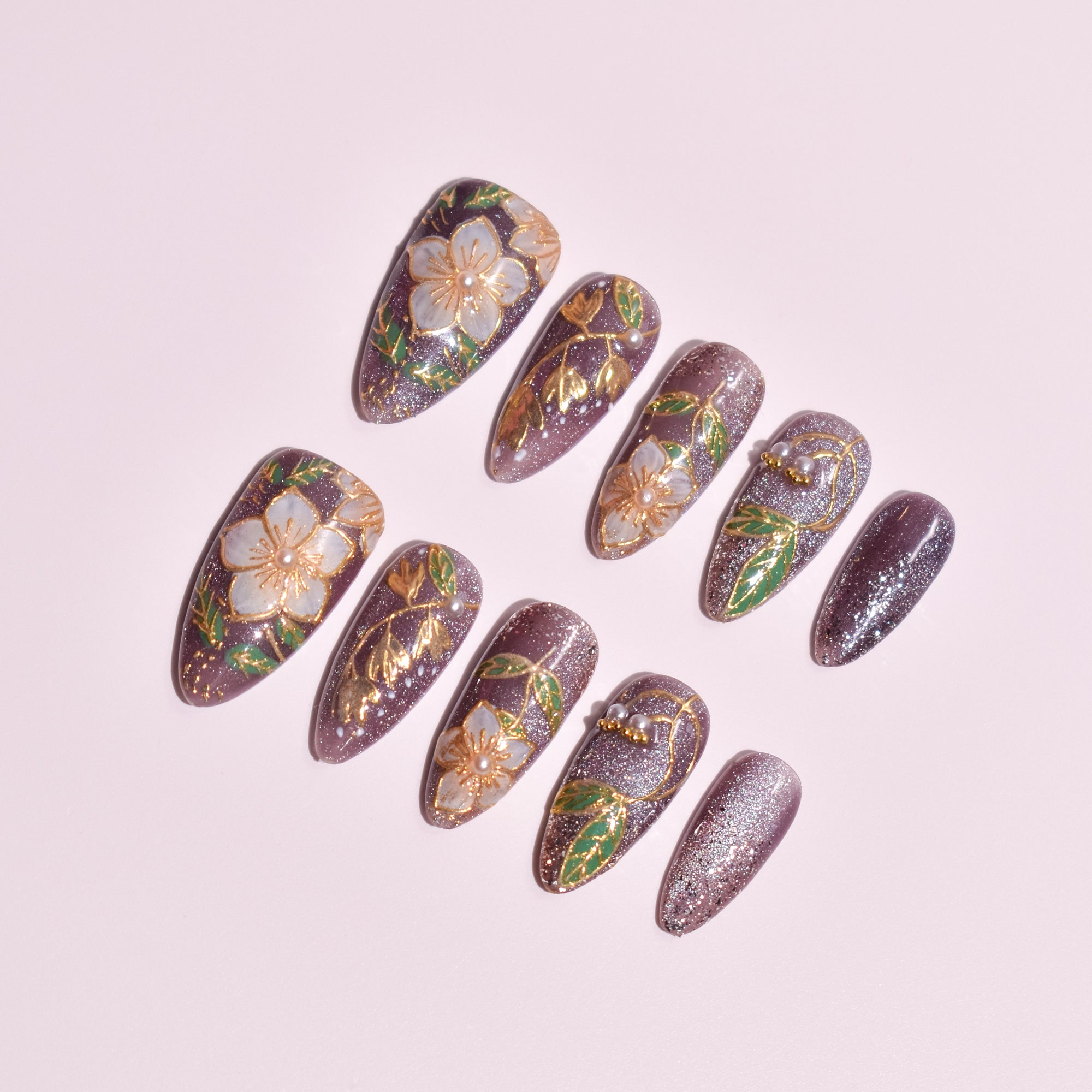 Kagayaku Hana | Handmade Press-on Nails | Custom Japanese Nail Art
