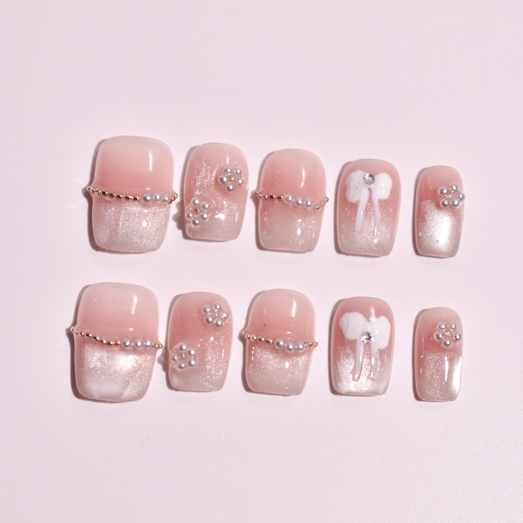 Kira Kira Ribbon | Handmade Press-on Nails | Custom Japanese Nail Art