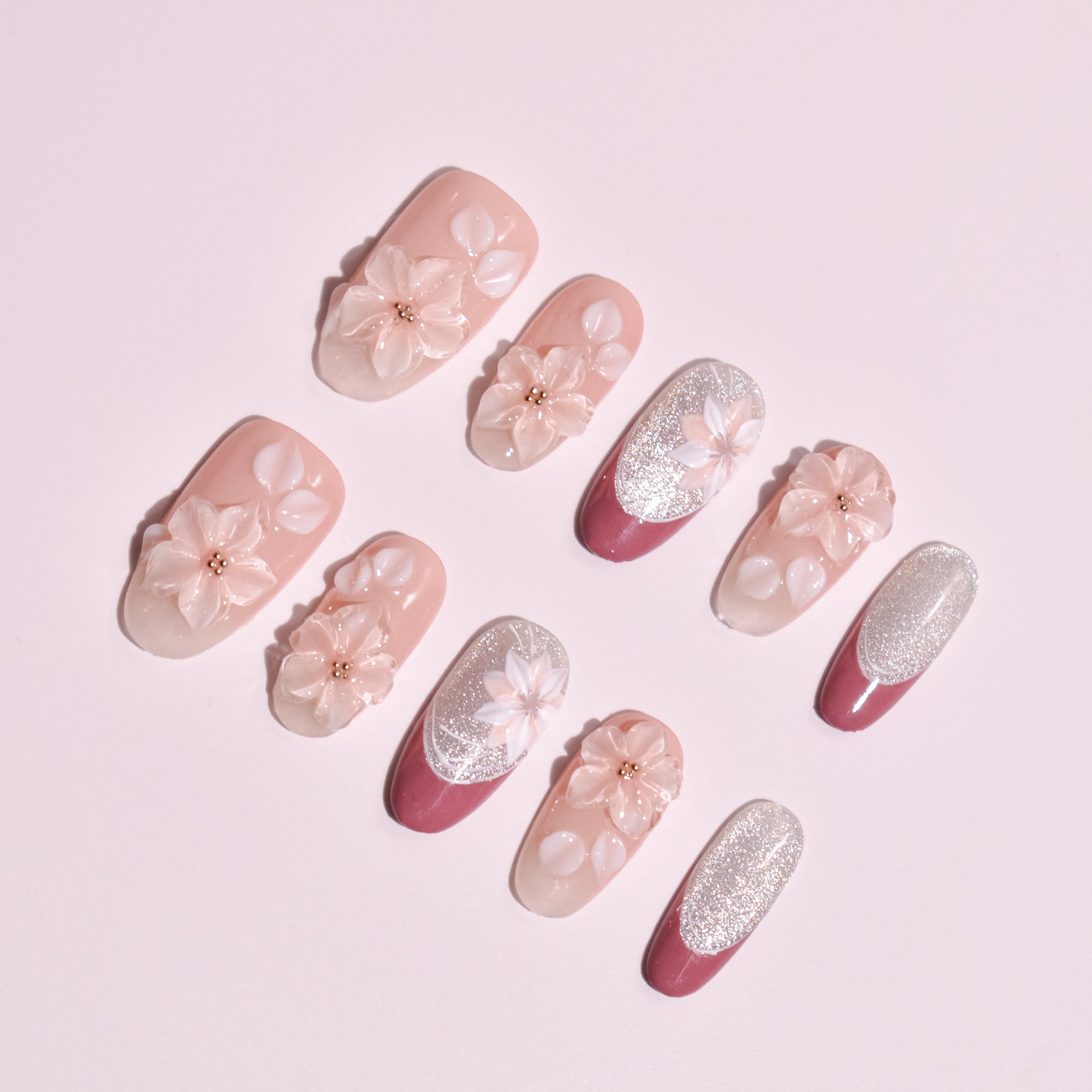 Hakugin no Gishiki | Handmade Press-on Nails | Custom Japanese Nail Art