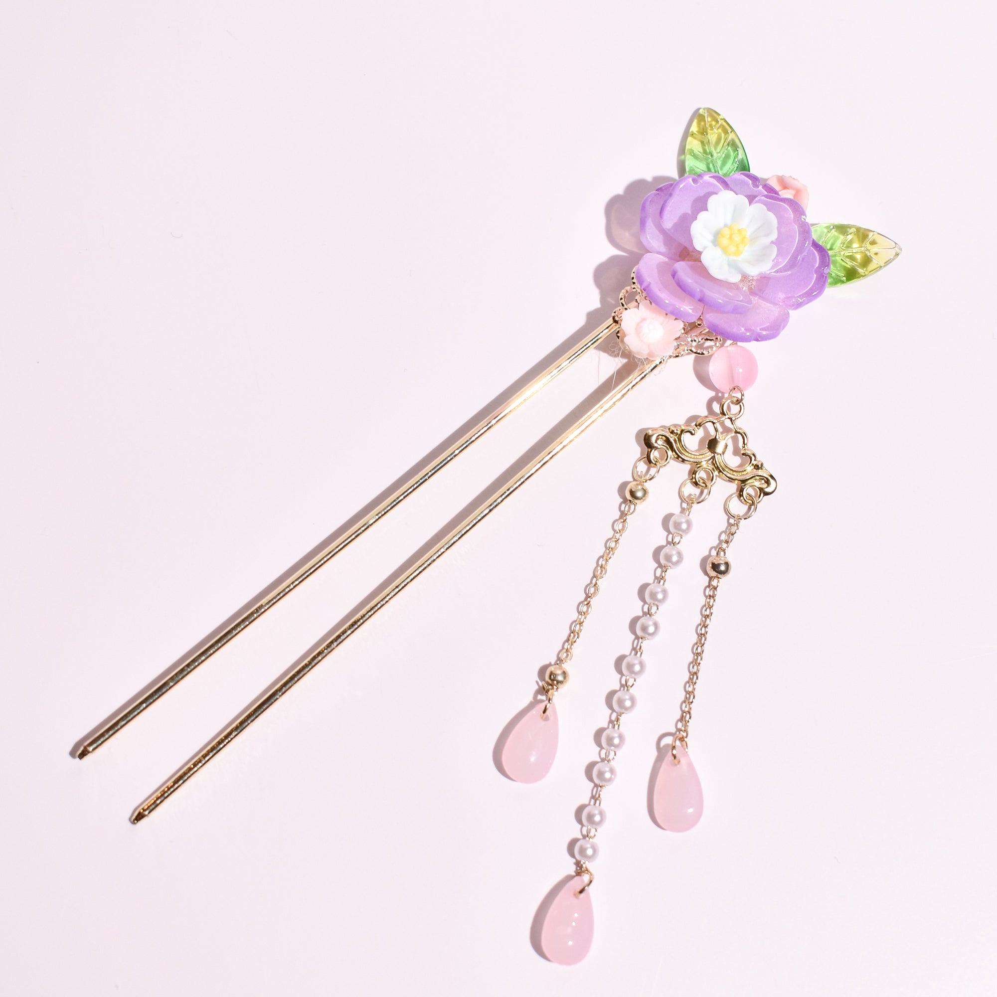 Violet Peony Reverie | Artisan Floral Kanzashi Hairpin