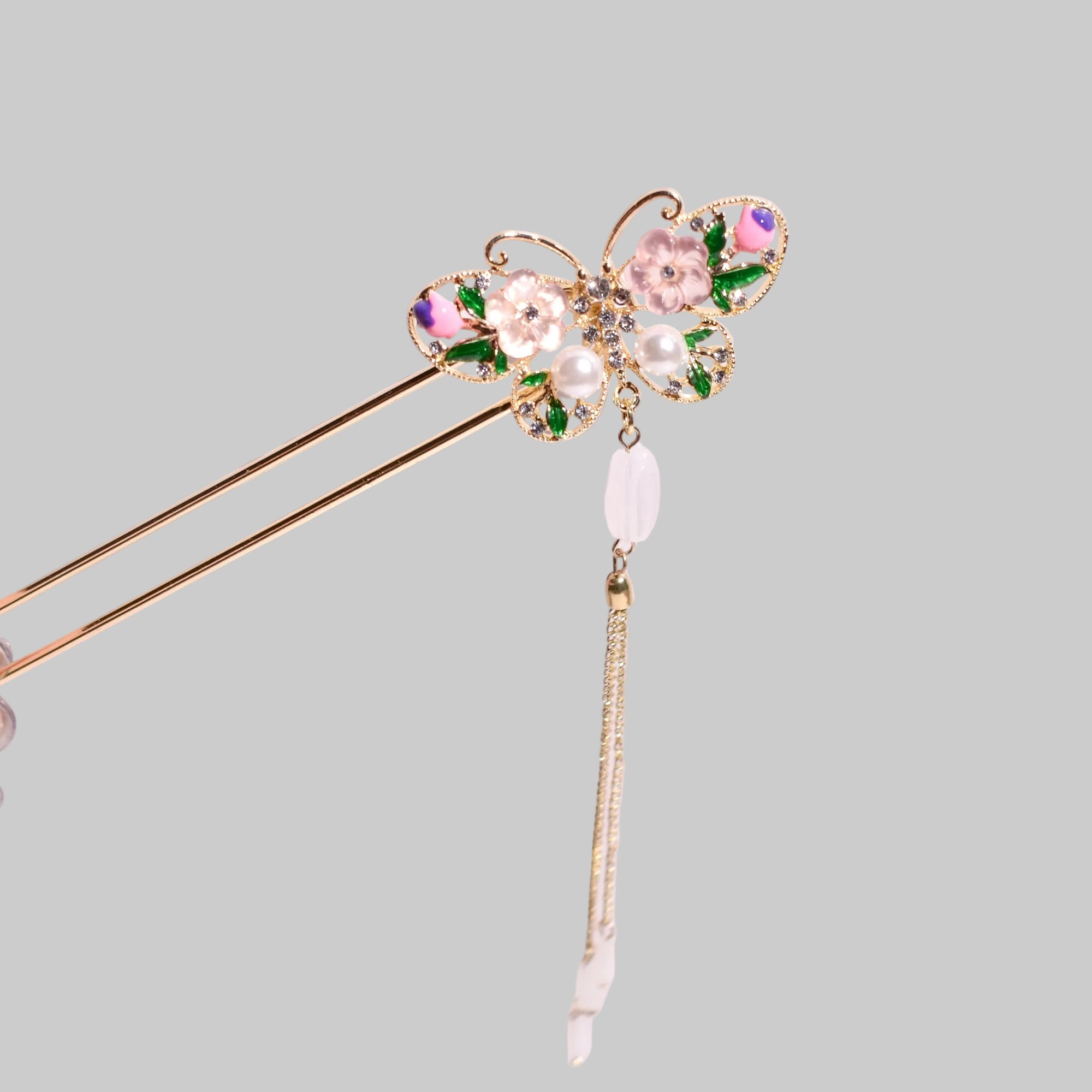 Papillon d'Or Bloom | Enchanted Butterfly Kanzashi Hairpin