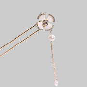 Moonlit Petal Cross | Gilded Quatrefoil Kanzashi Hairpin