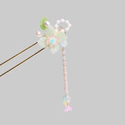 Jade Blossom Serenity | Translucent Mint Kanzashi Hairpin