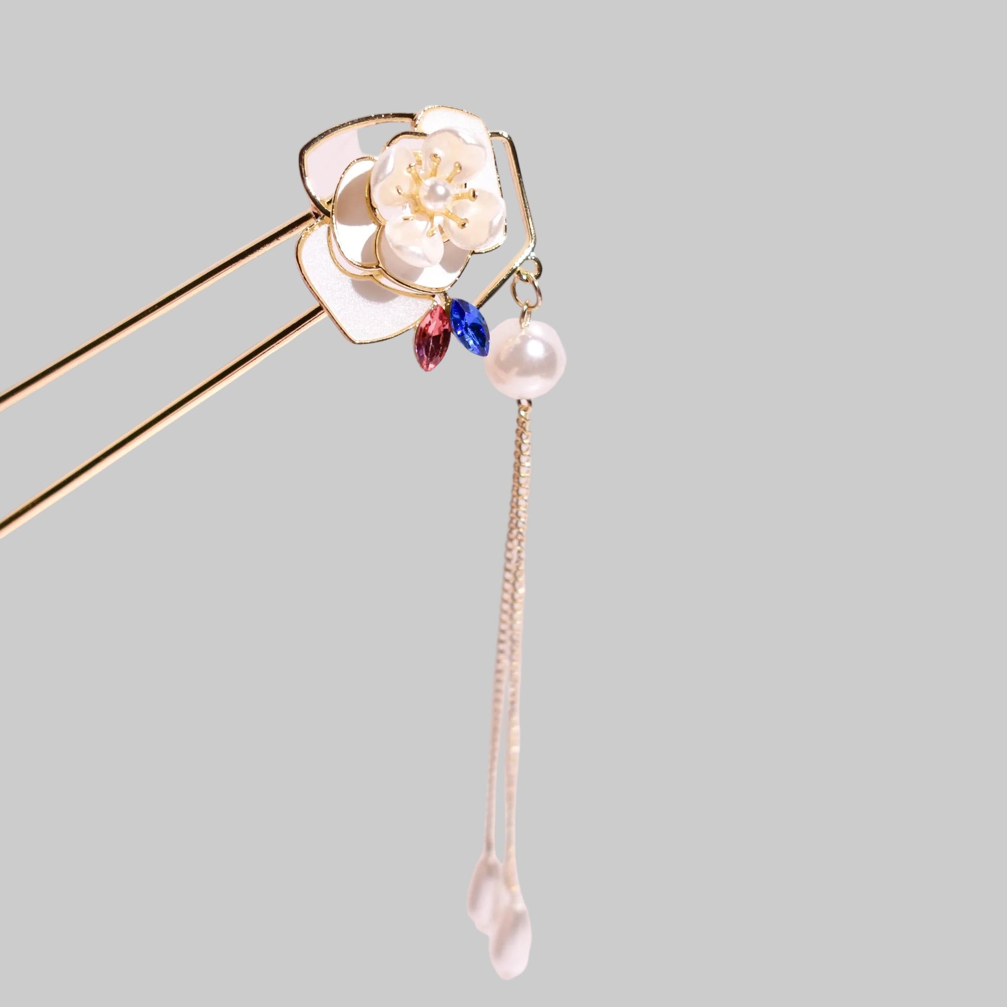 Imperial Sakura Jewel | Ornate Crystal & Pearl Kanzashi