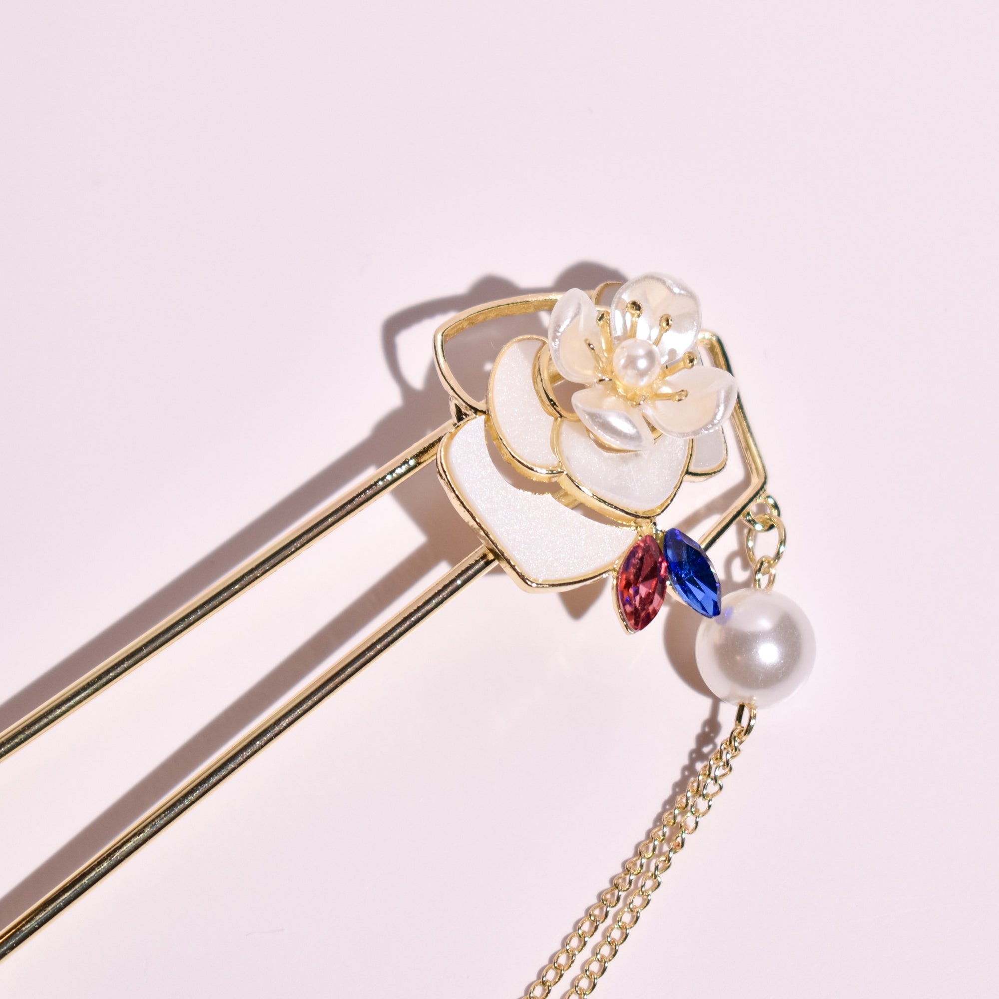 Imperial Sakura Jewel | Ornate Crystal & Pearl Kanzashi