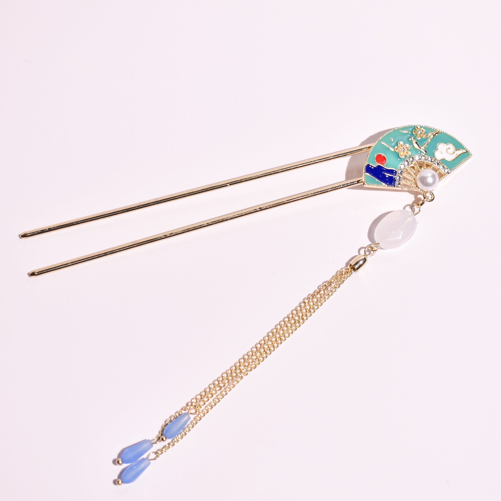Great Wave Fan | Enamel Ukiyo-e Kanzashi Hairpin